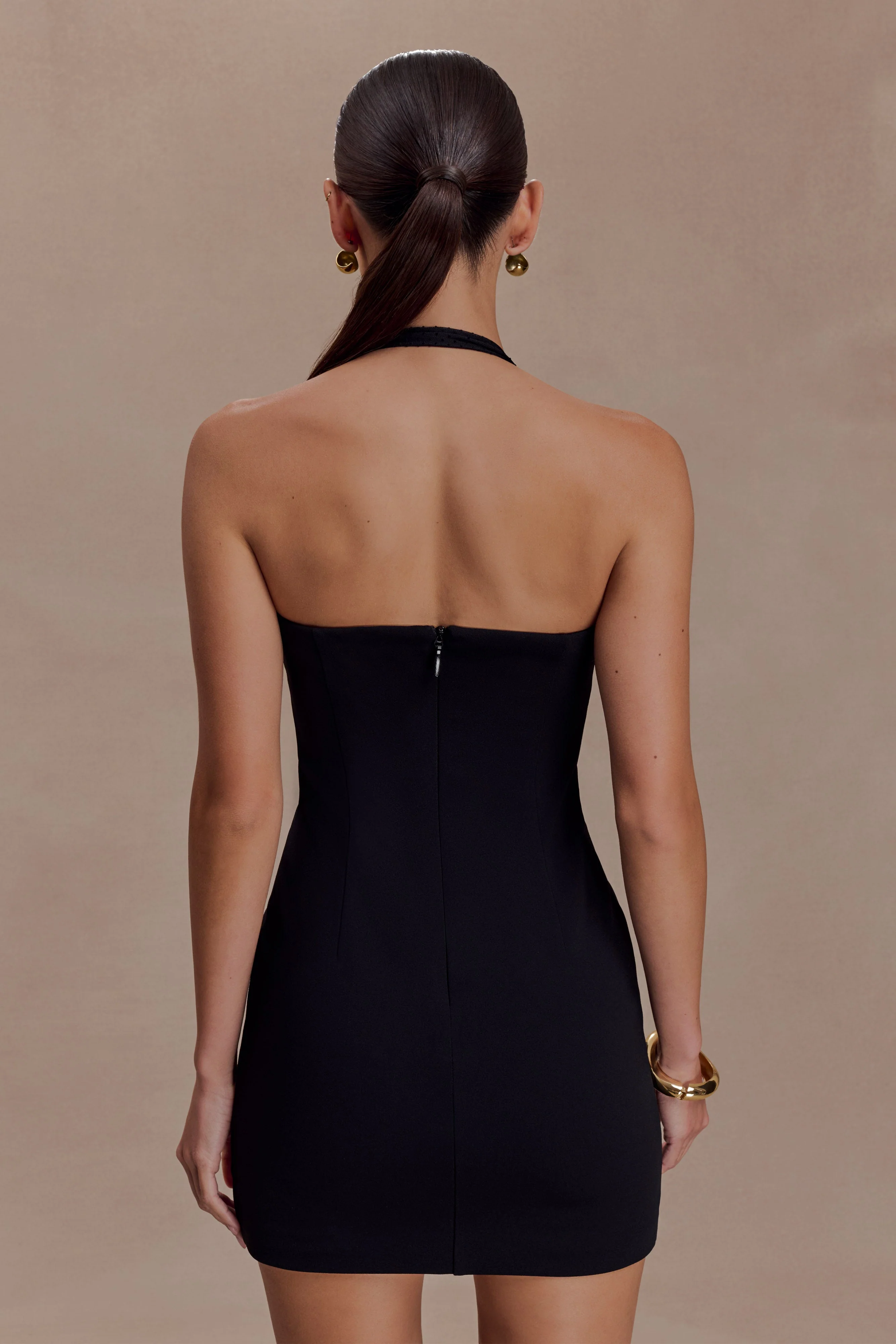 Cressida Crepe Halter Mini Dress - Black - Image 4
