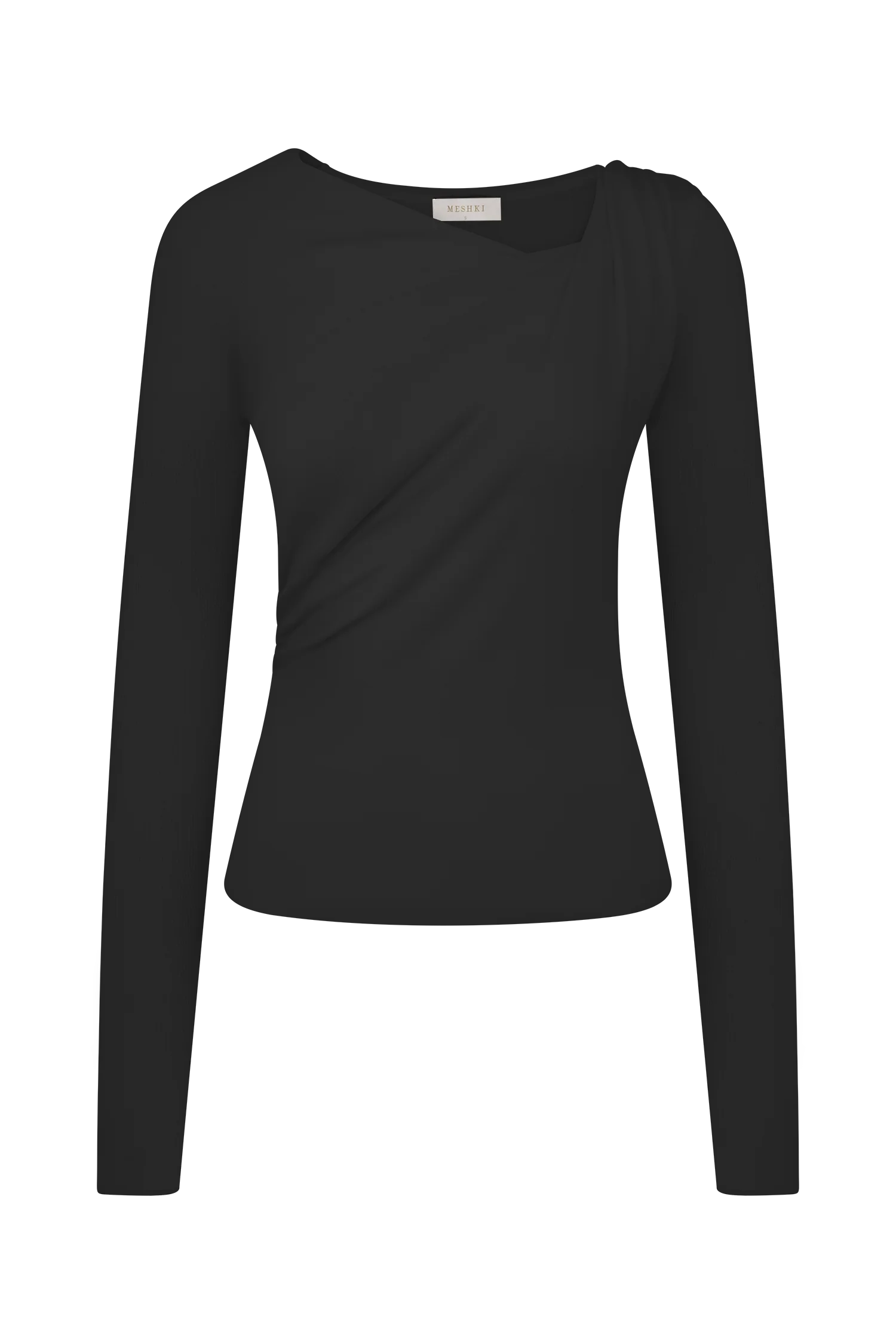 Culver Draped Twist Knit Top - Black - Image 7