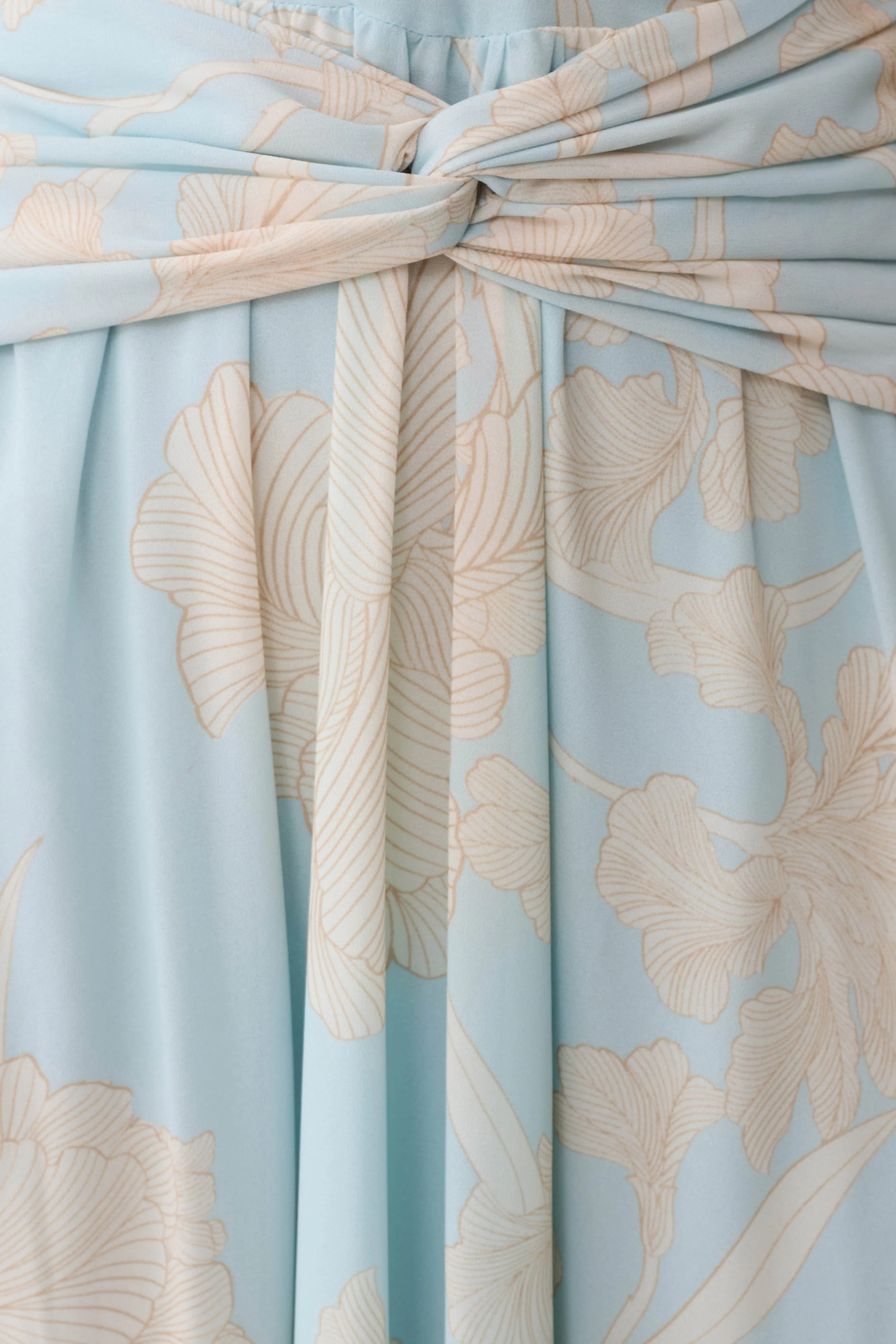 Cyra Plunge Chiffon Midi Dress - Blue Floral Print - Image 11