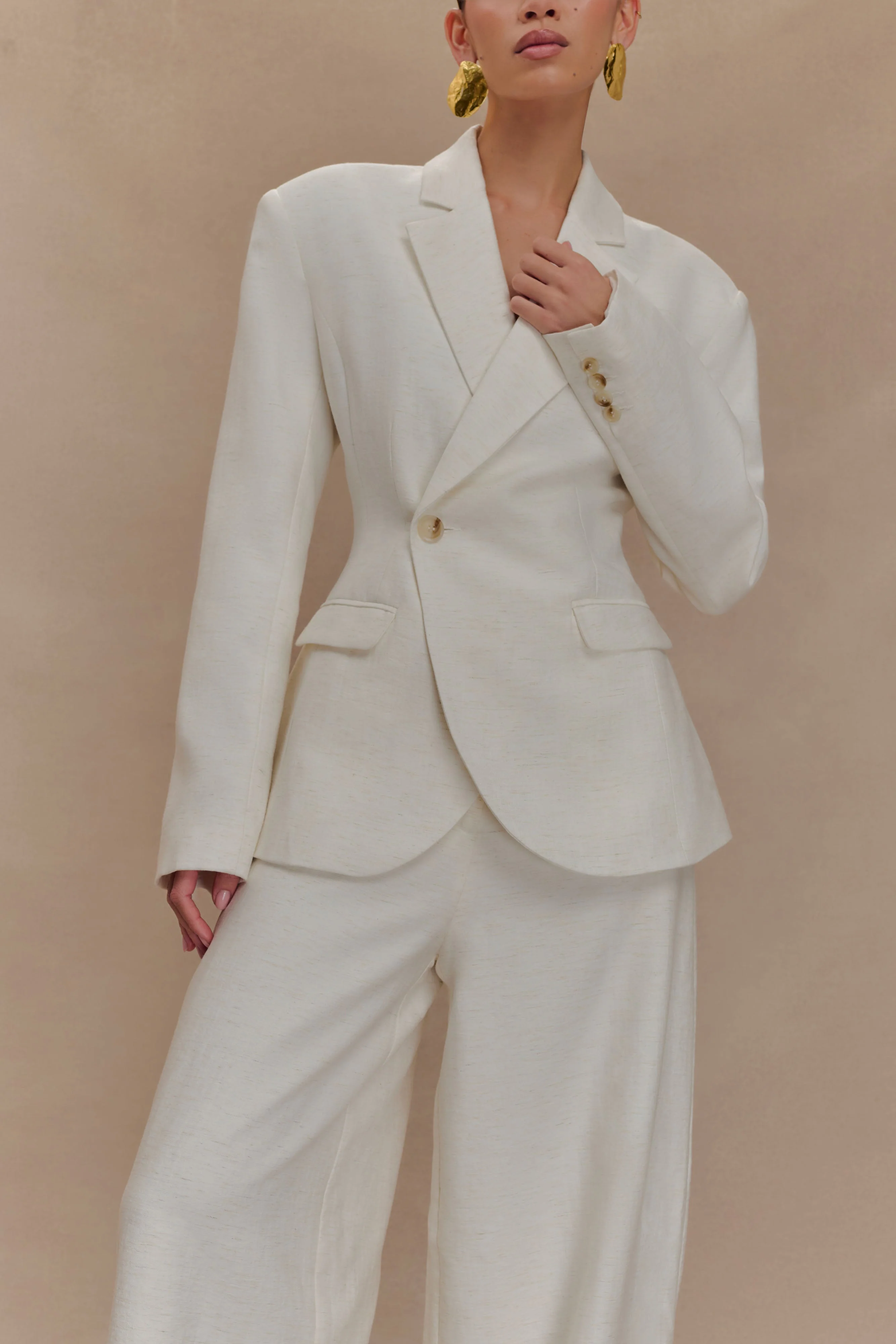 Cyrene Linen Wide Leg Pants - Oat Marle - Image 3