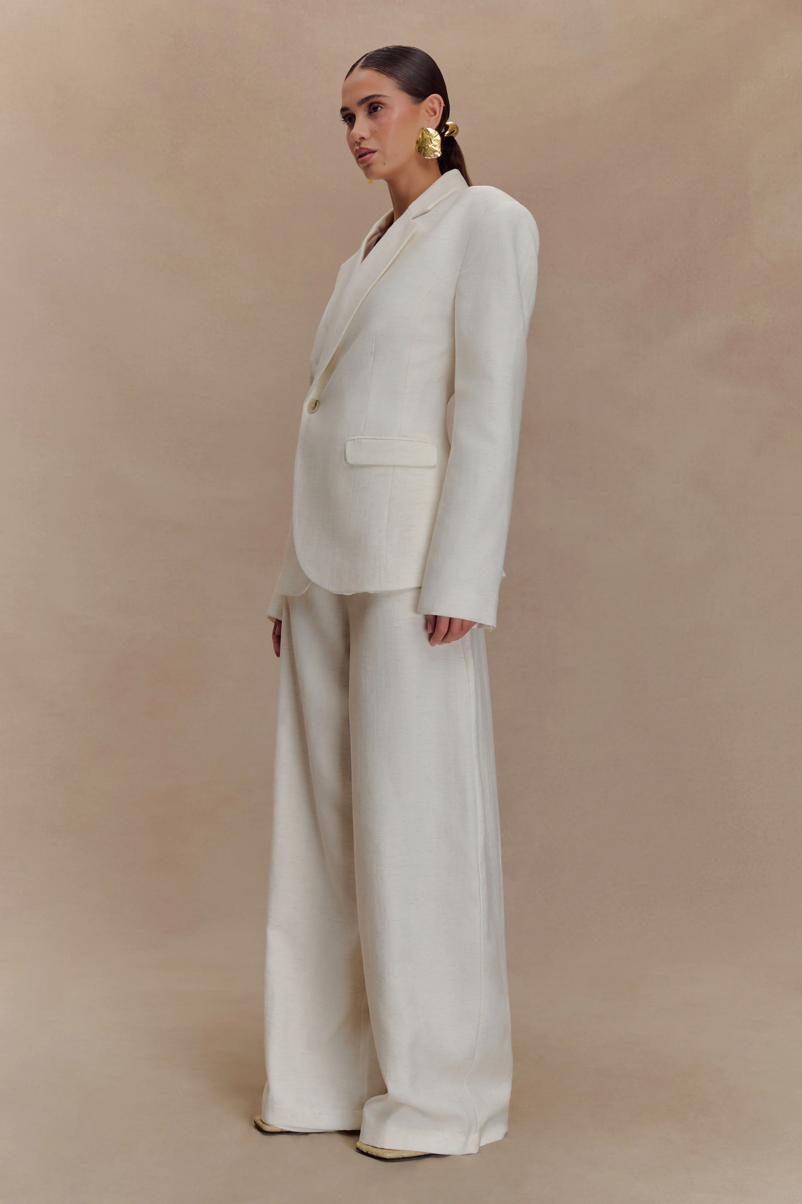 Cyrene Linen Wide Leg Pants - Oat Marle - Image 4