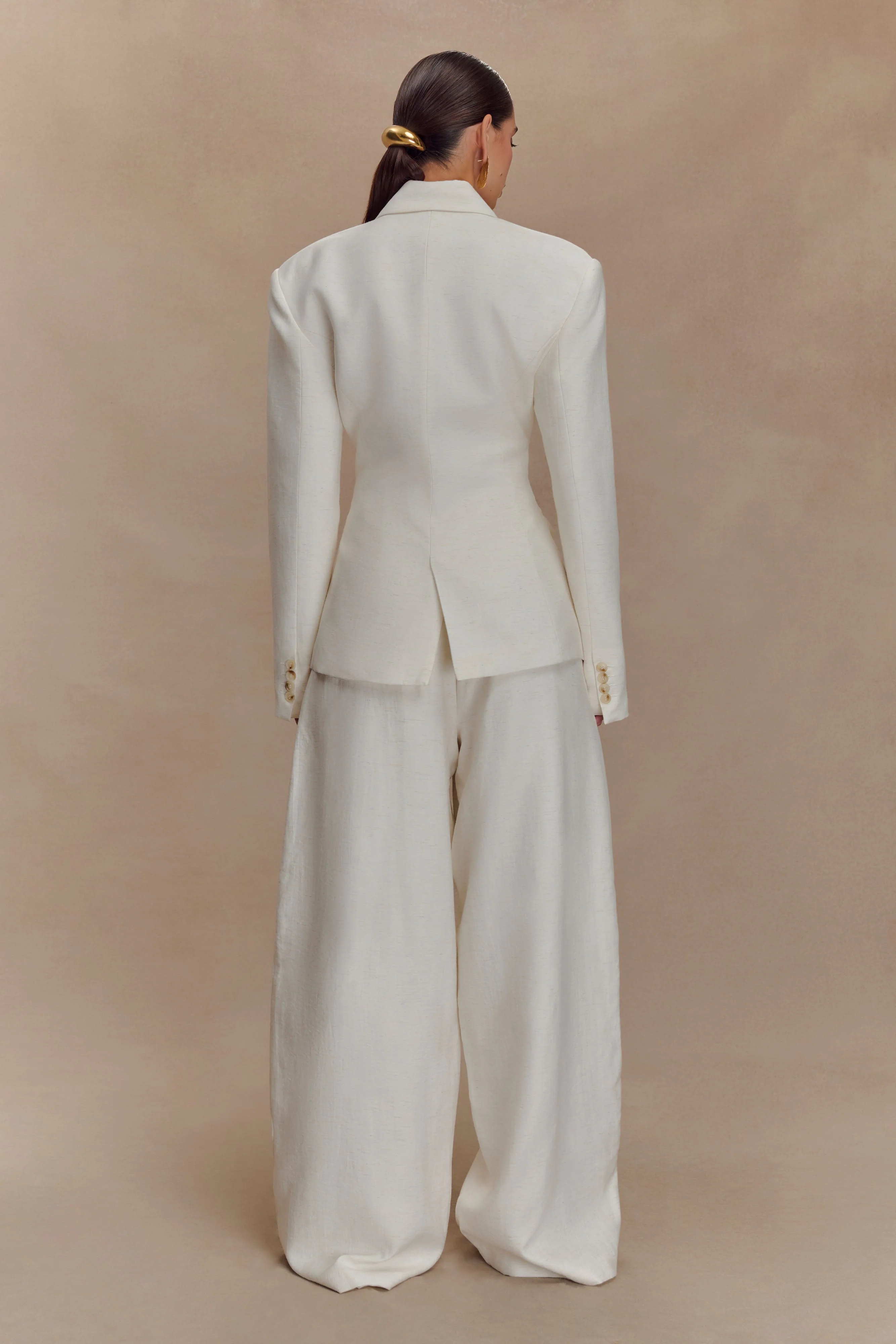 Cyrene Linen Wide Leg Pants - Oat Marle - Image 5
