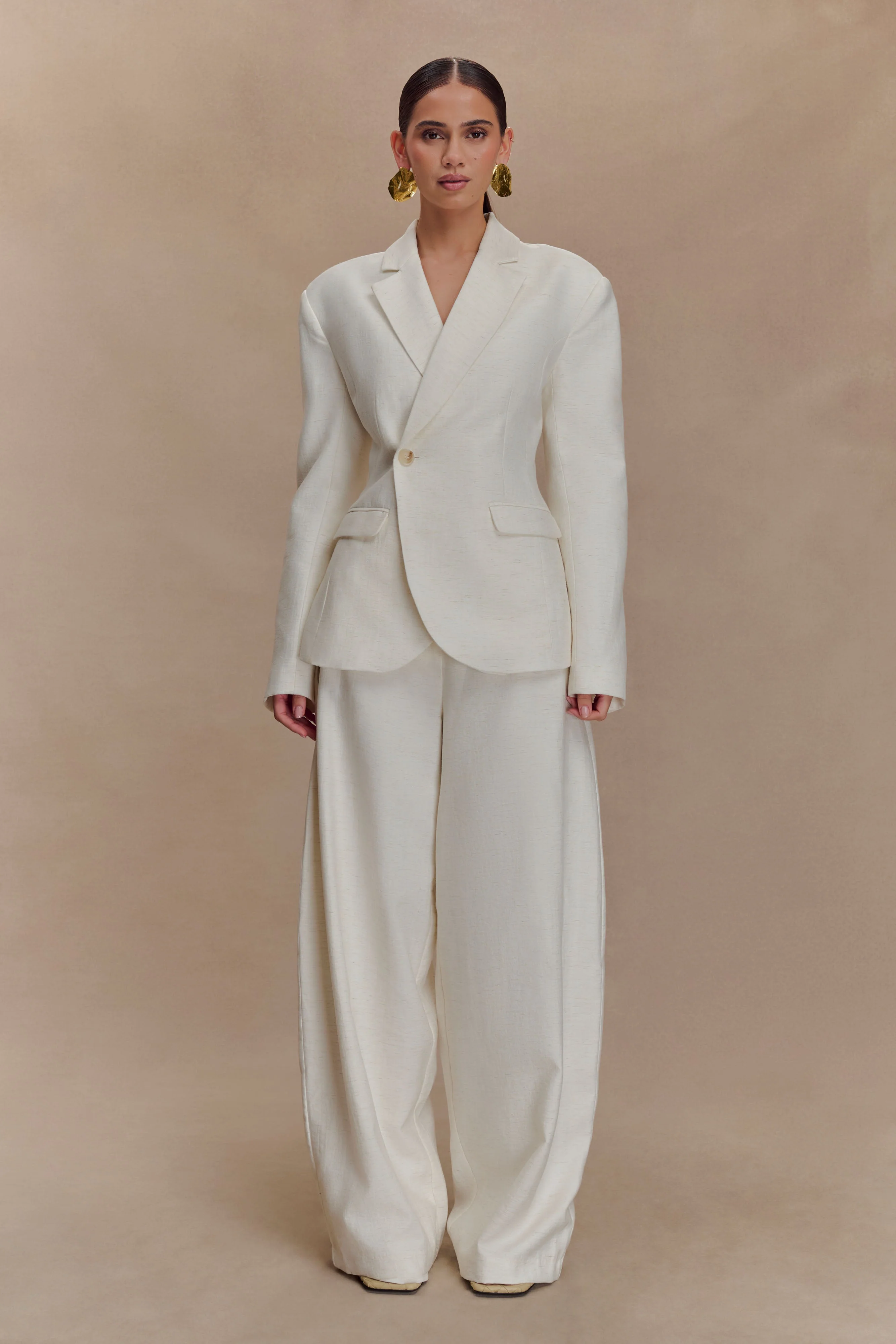 Cyrene Linen Wide Leg Pants - Oat Marle - Image 6