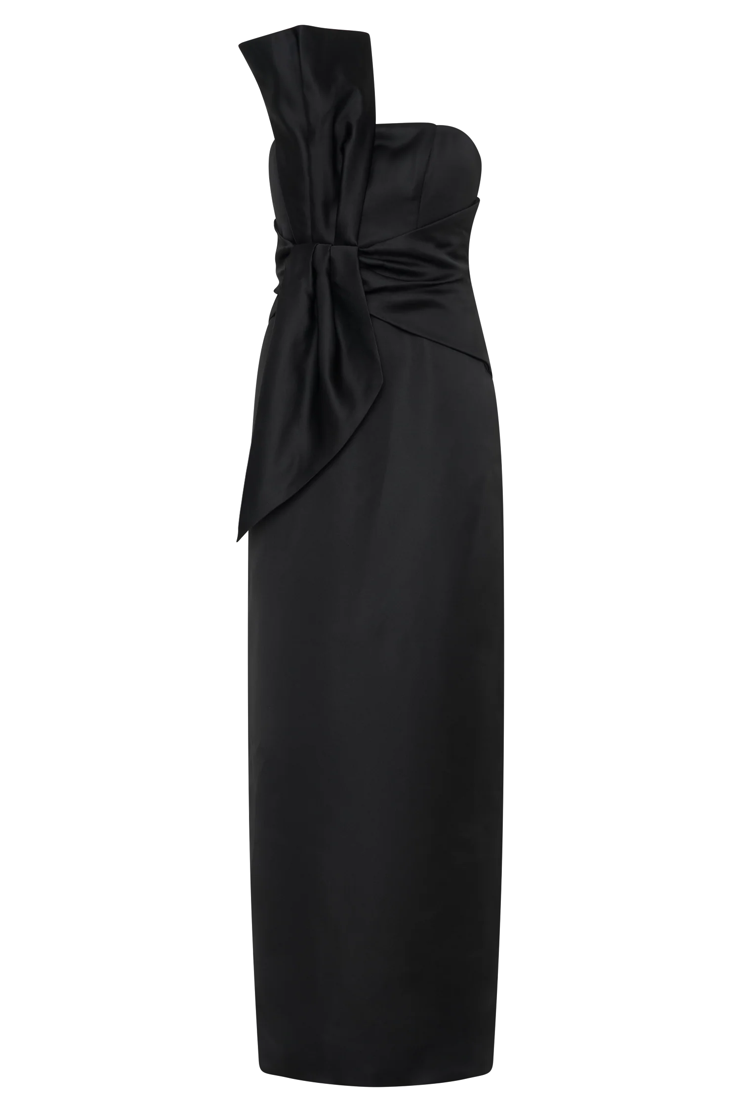 Cyrill Strapless Satin Structured Maxi Dress - Black - Image 10