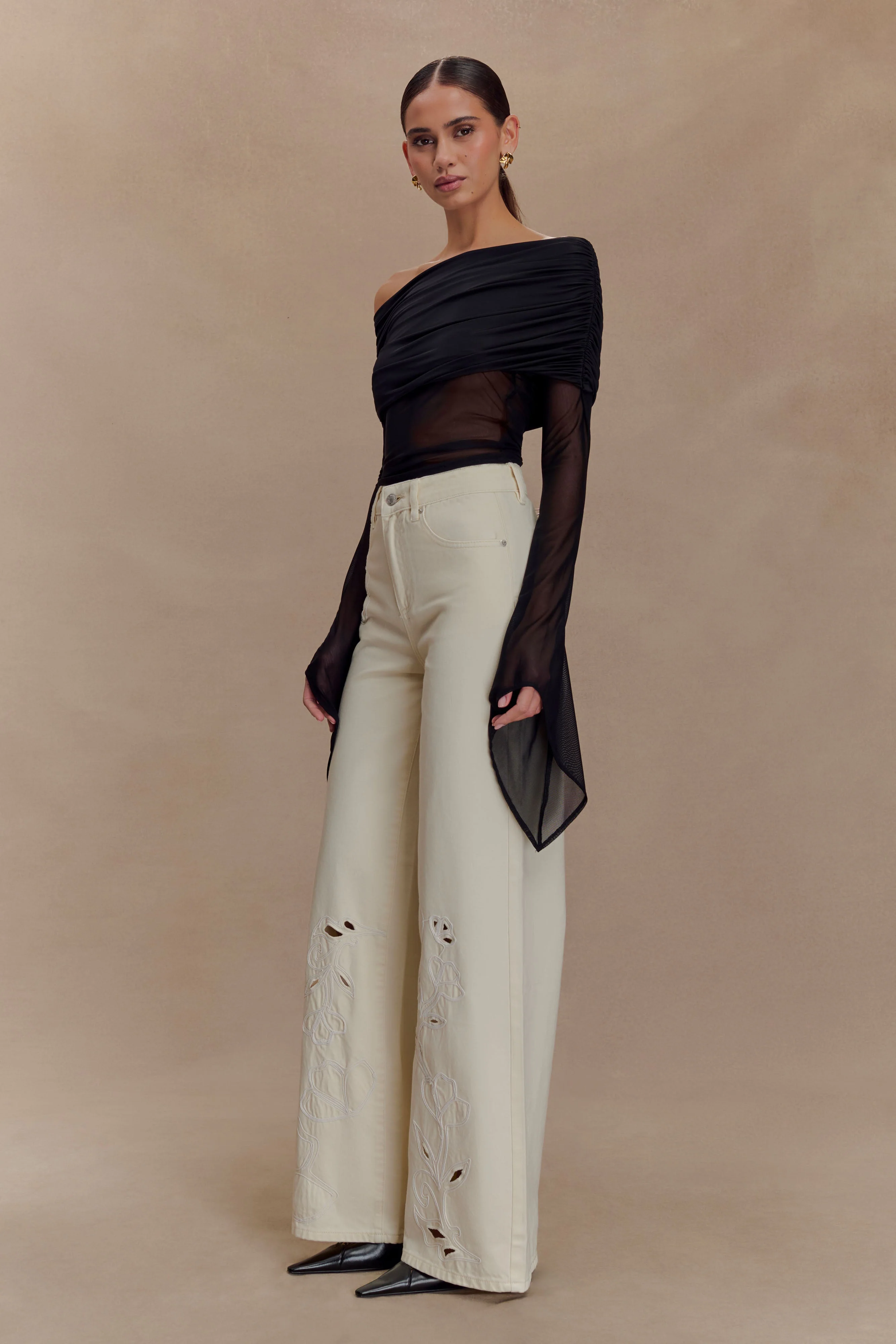 Dahlia One Shoulder Top - Black - Image 4