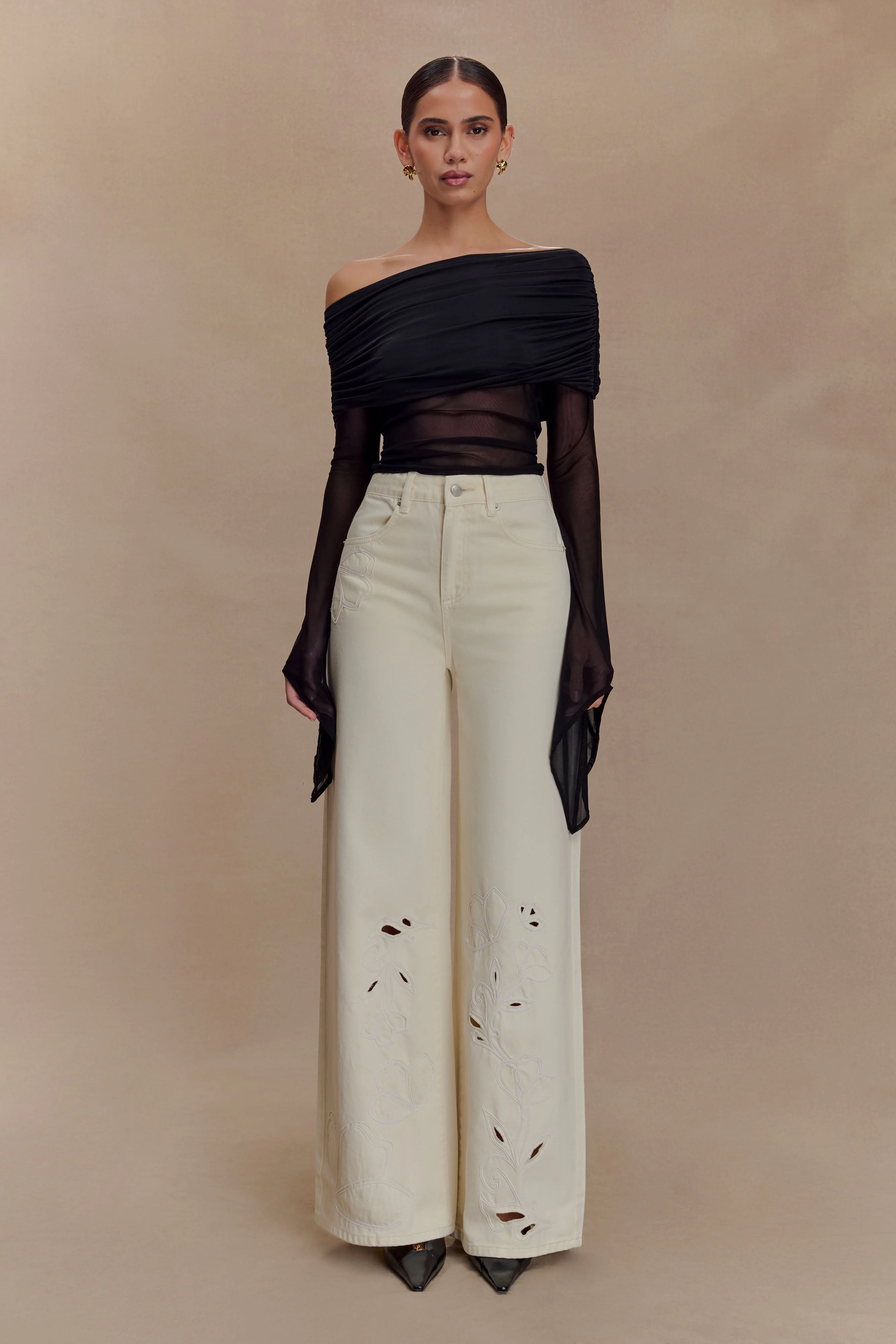 Dahlia One Shoulder Top - Black - Image 6