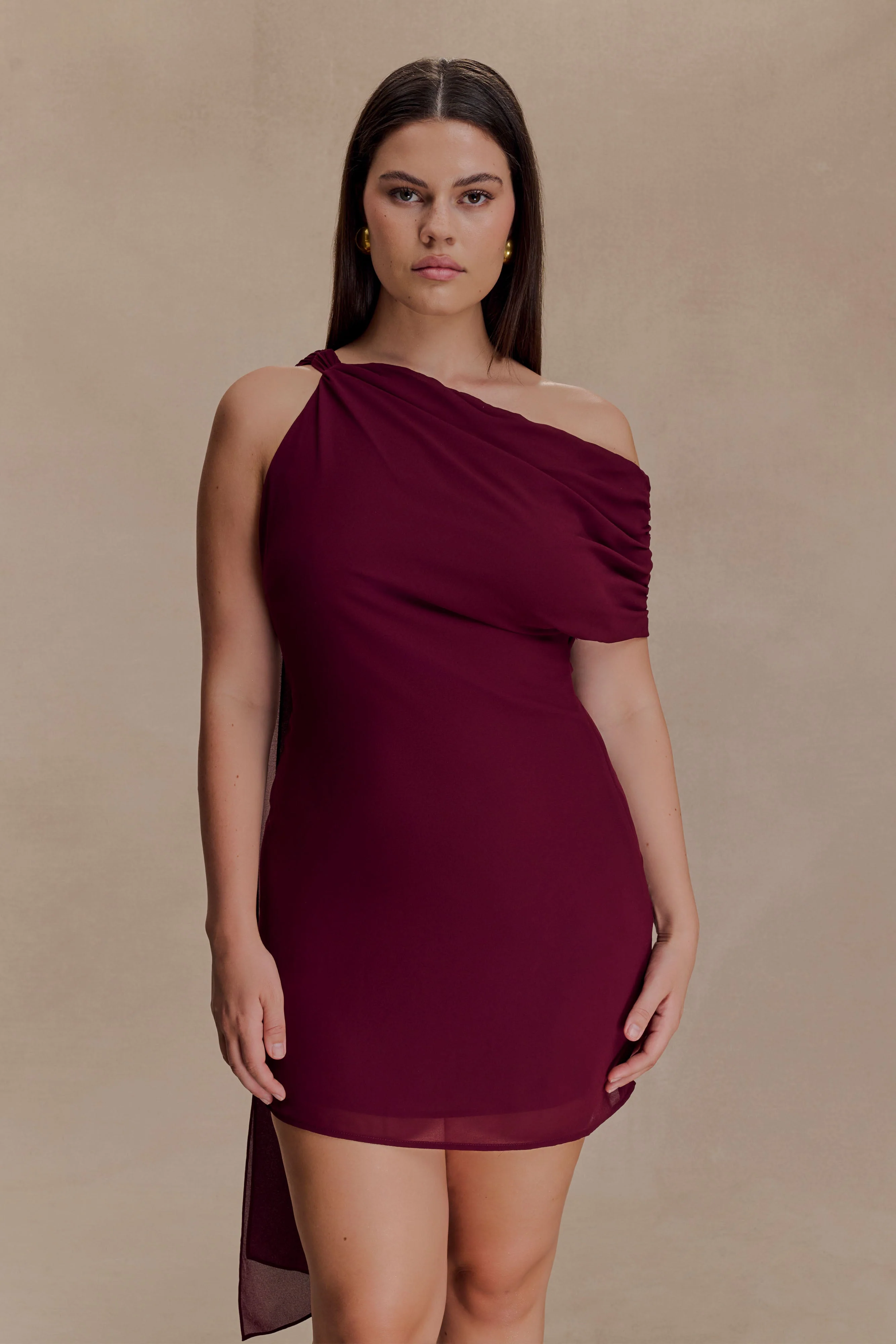 Daisie Chiffon Mini Dress - Wine - Image 3