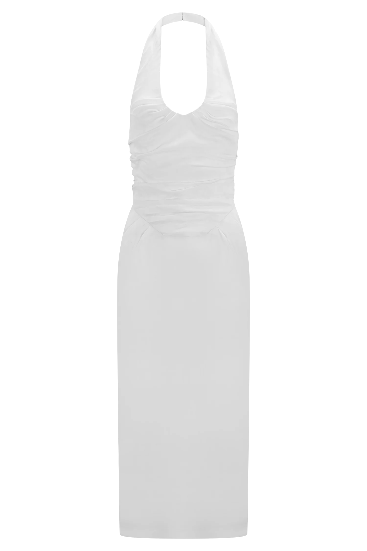 Daniela Ruched Halter Midi Dress - White - Image 8
