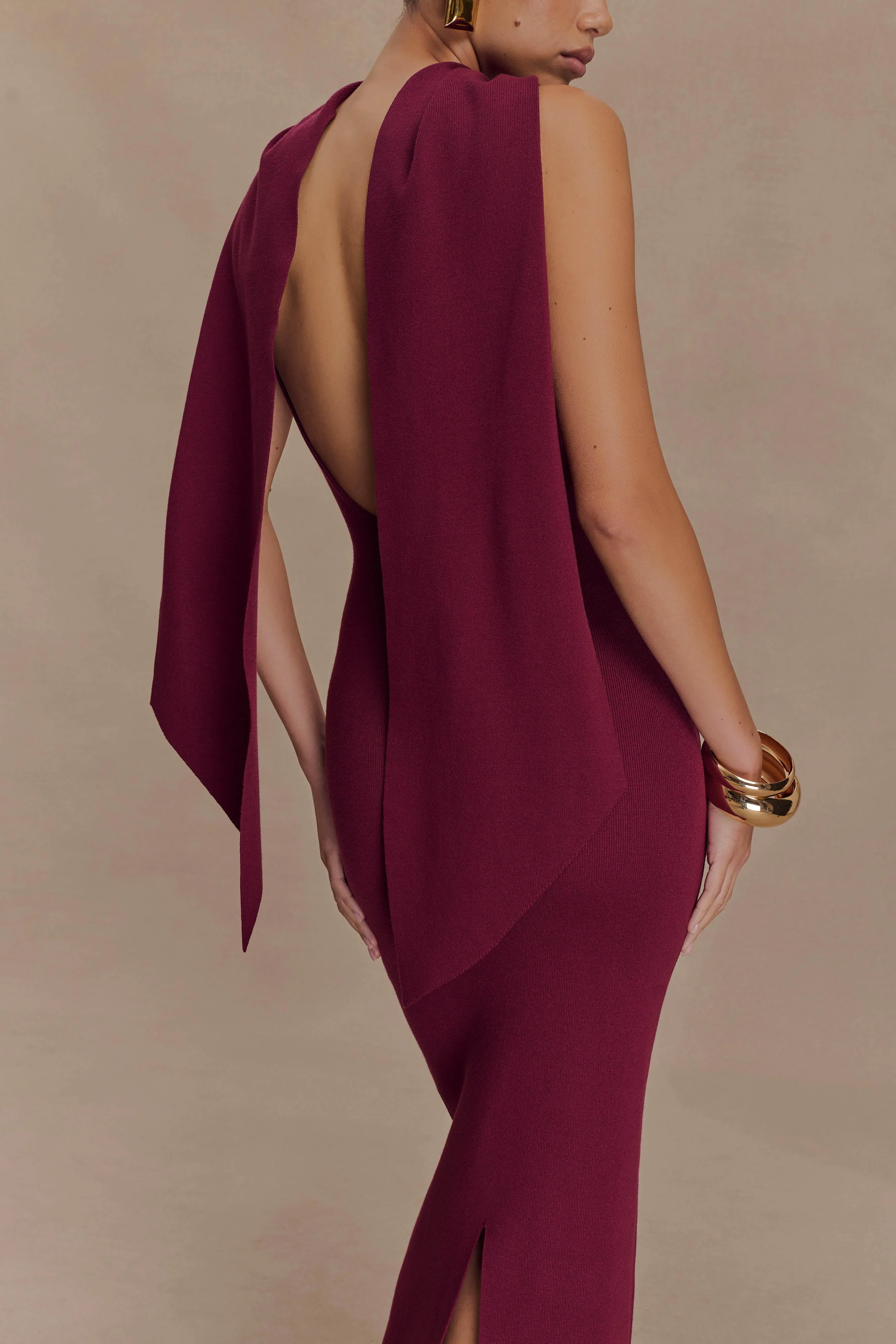 Darby Knit Scarf Maxi Dress - Merlot - Image 5