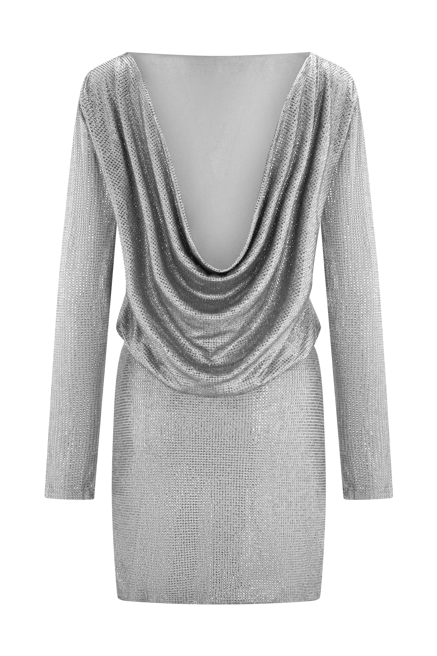 Darius Diamante Cowl Mini Dress - Silver - Image 10