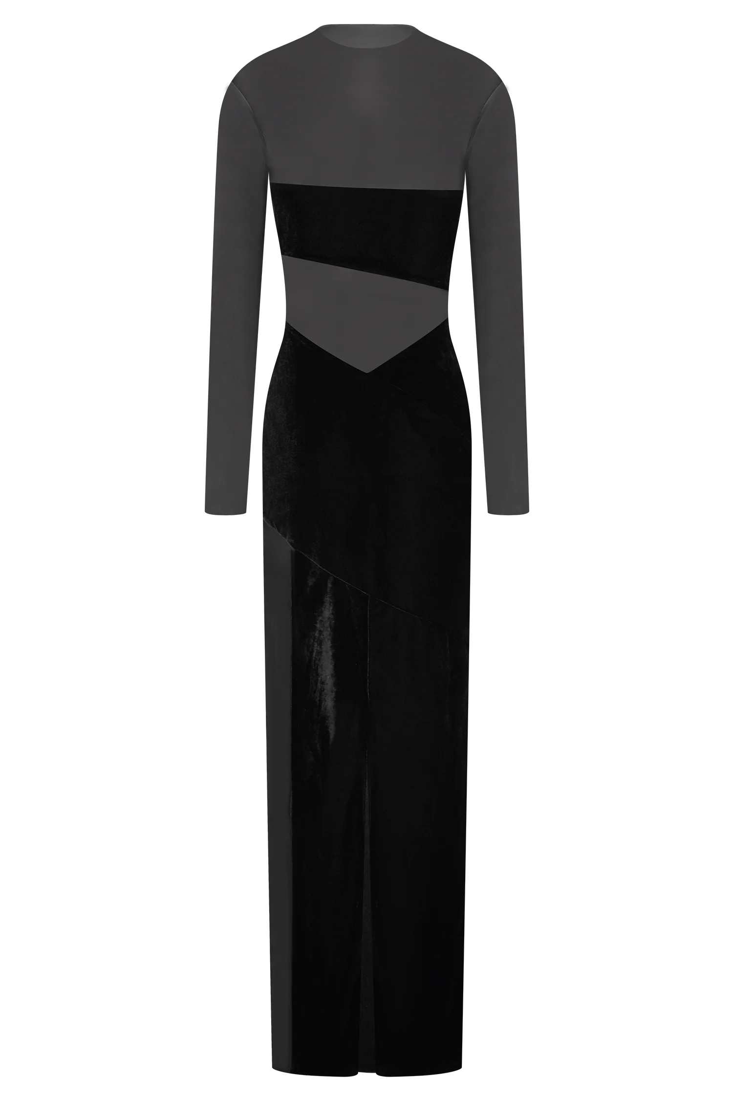 Davina Velvet And Mesh Maxi Dress - Black - Image 10