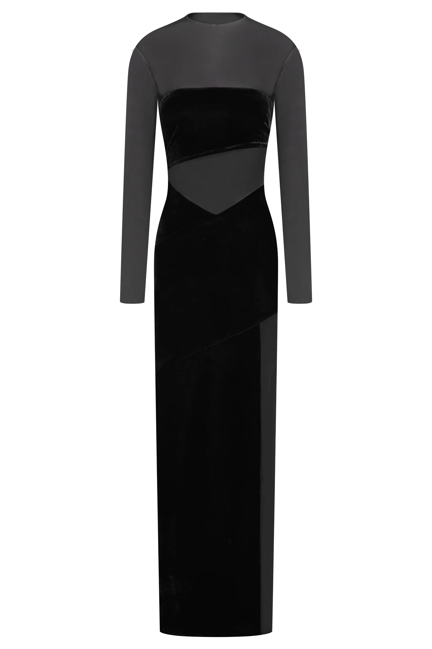 Davina Velvet And Mesh Maxi Dress - Black - Image 11