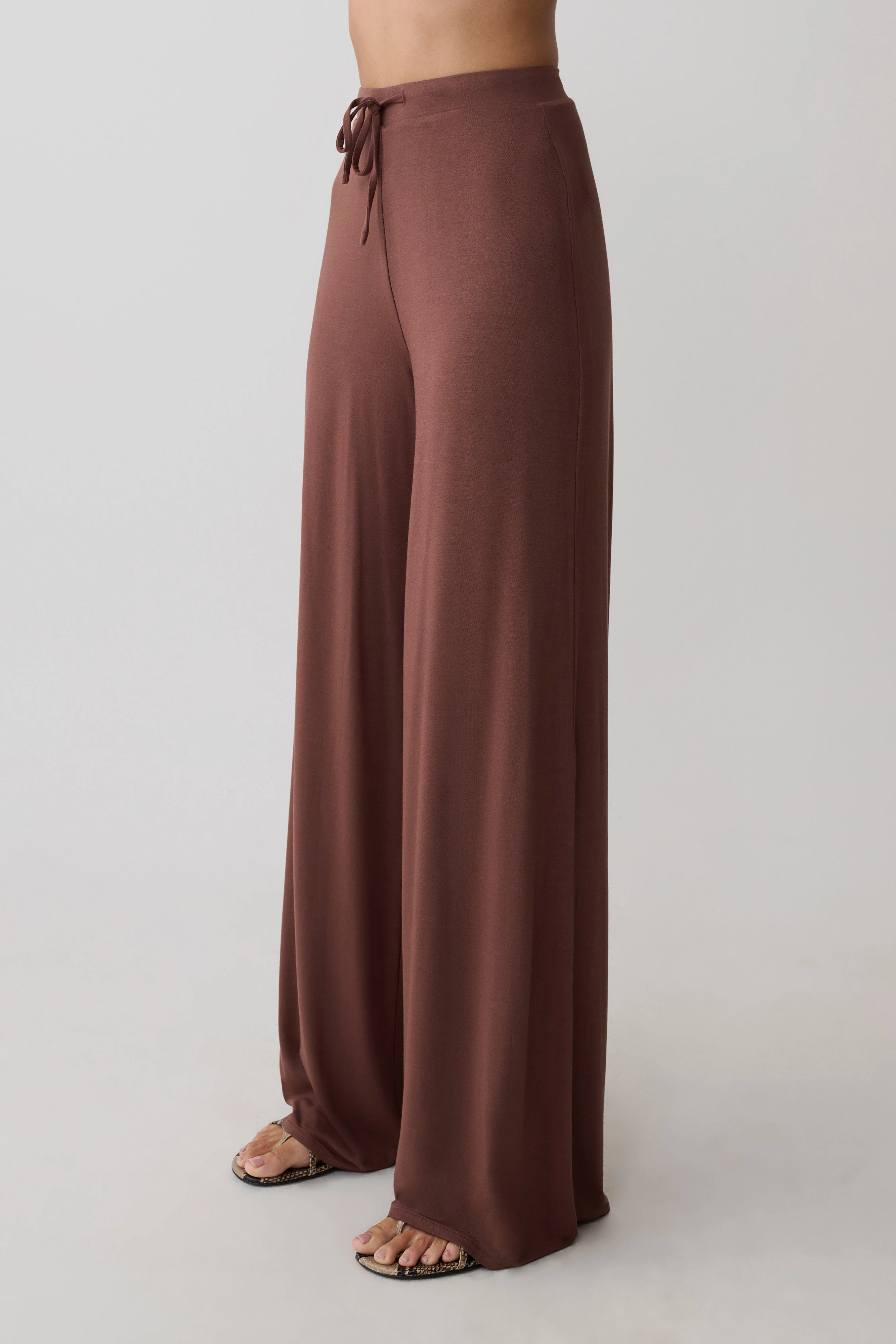 Dewi Wide Leg Modal Pants - Chocolate - Image 7