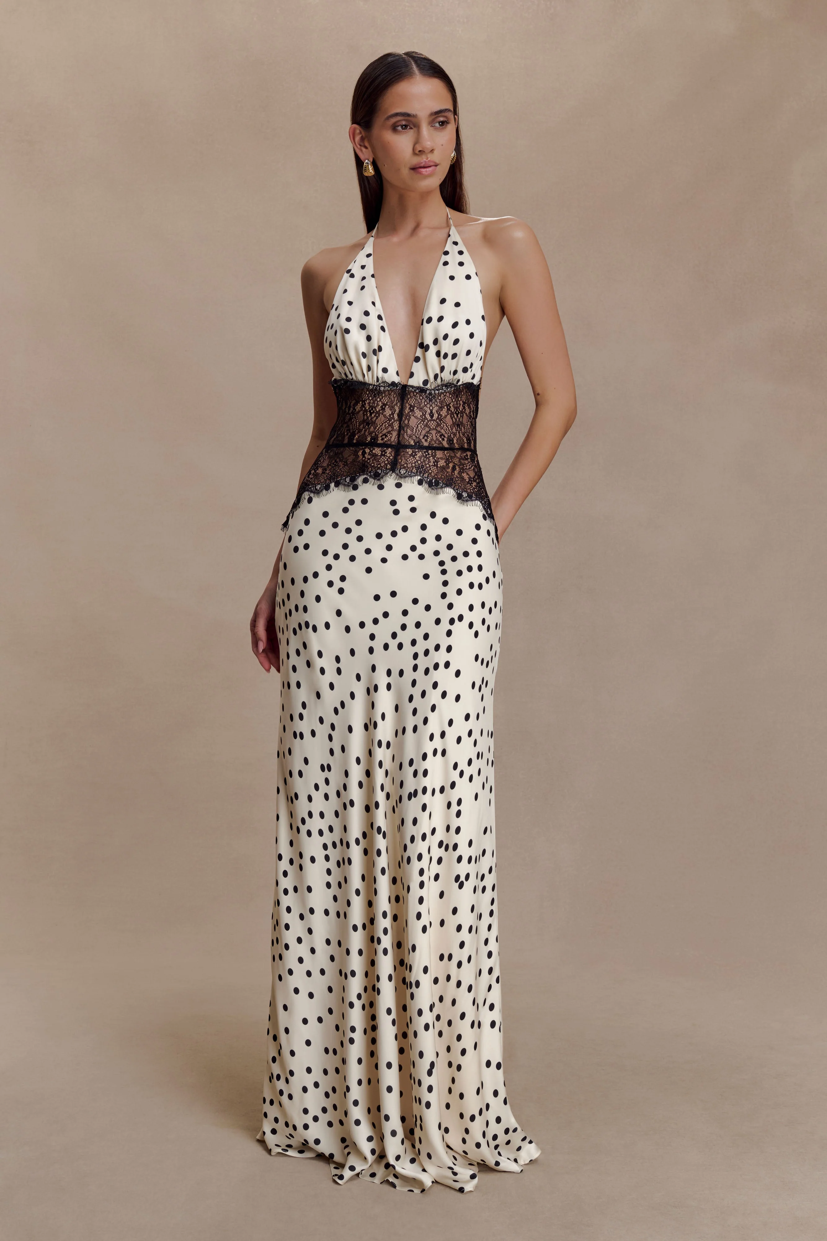 Dinah Lace And Satin Maxi Dress - Polkadot - Image 5