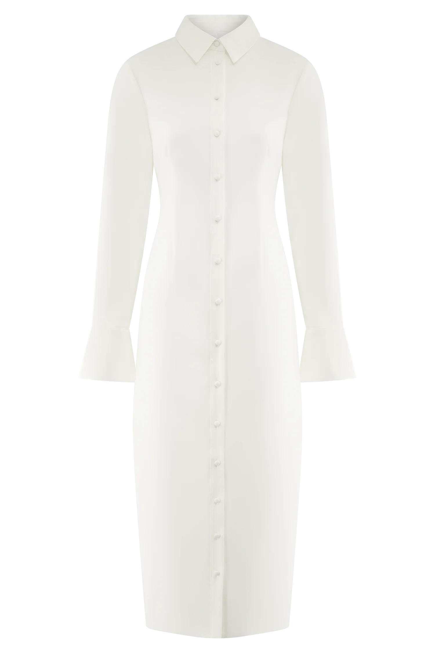 Dorian Fitted Shirt Midi Dress - White - Image 10