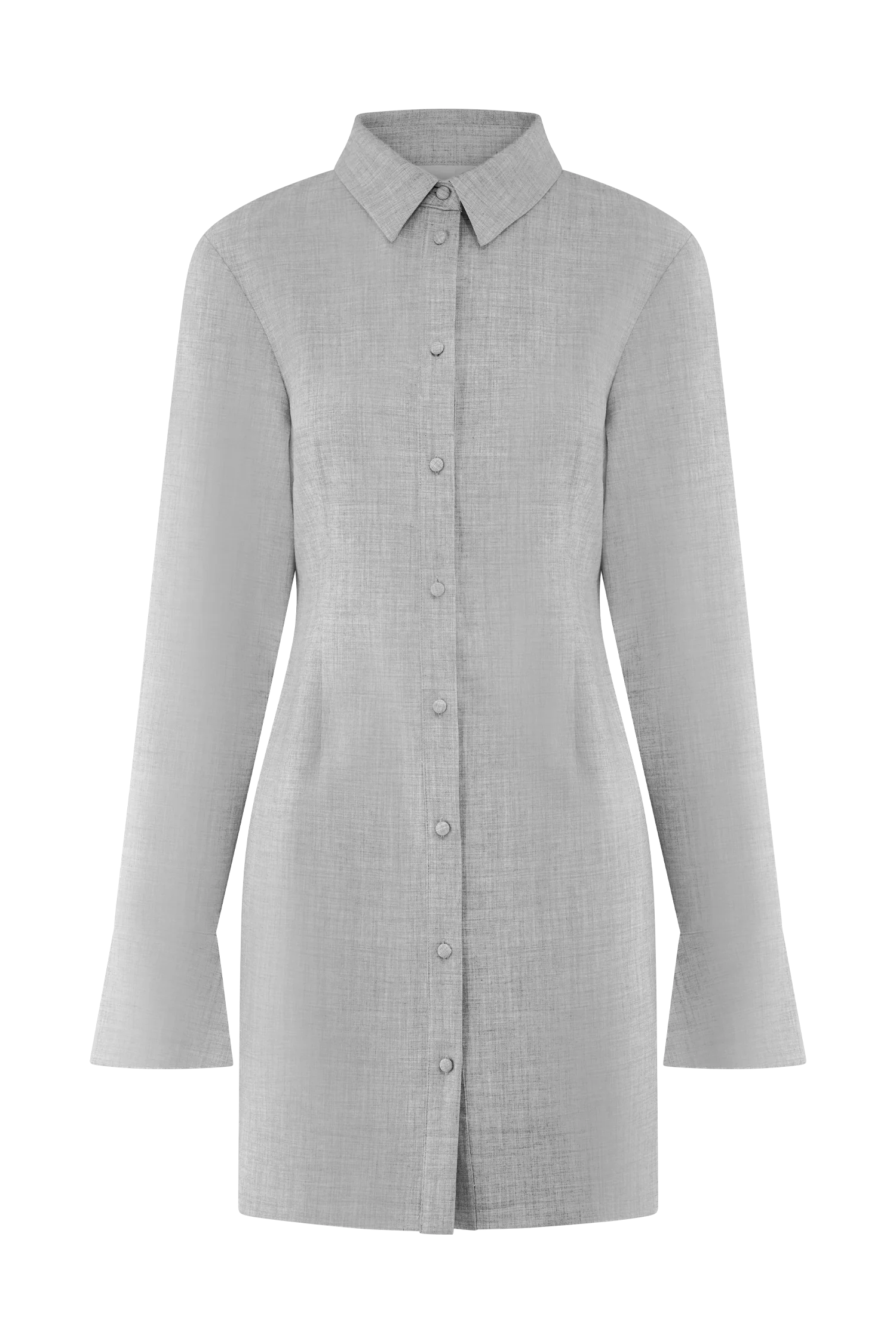 Dorian Fitted Shirt Mini Dress - Charcoal Marle - Image 9