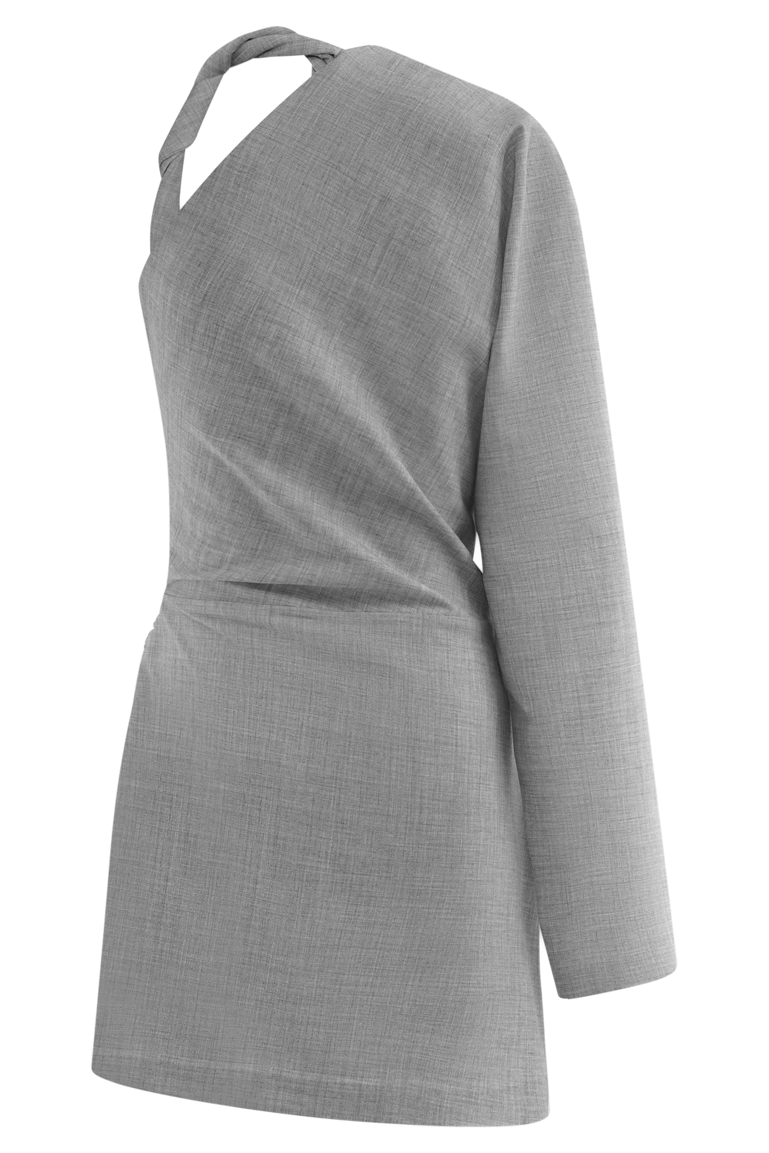Dorian Twist Shoulder Mini Dress - Charcoal Marle - Image 8