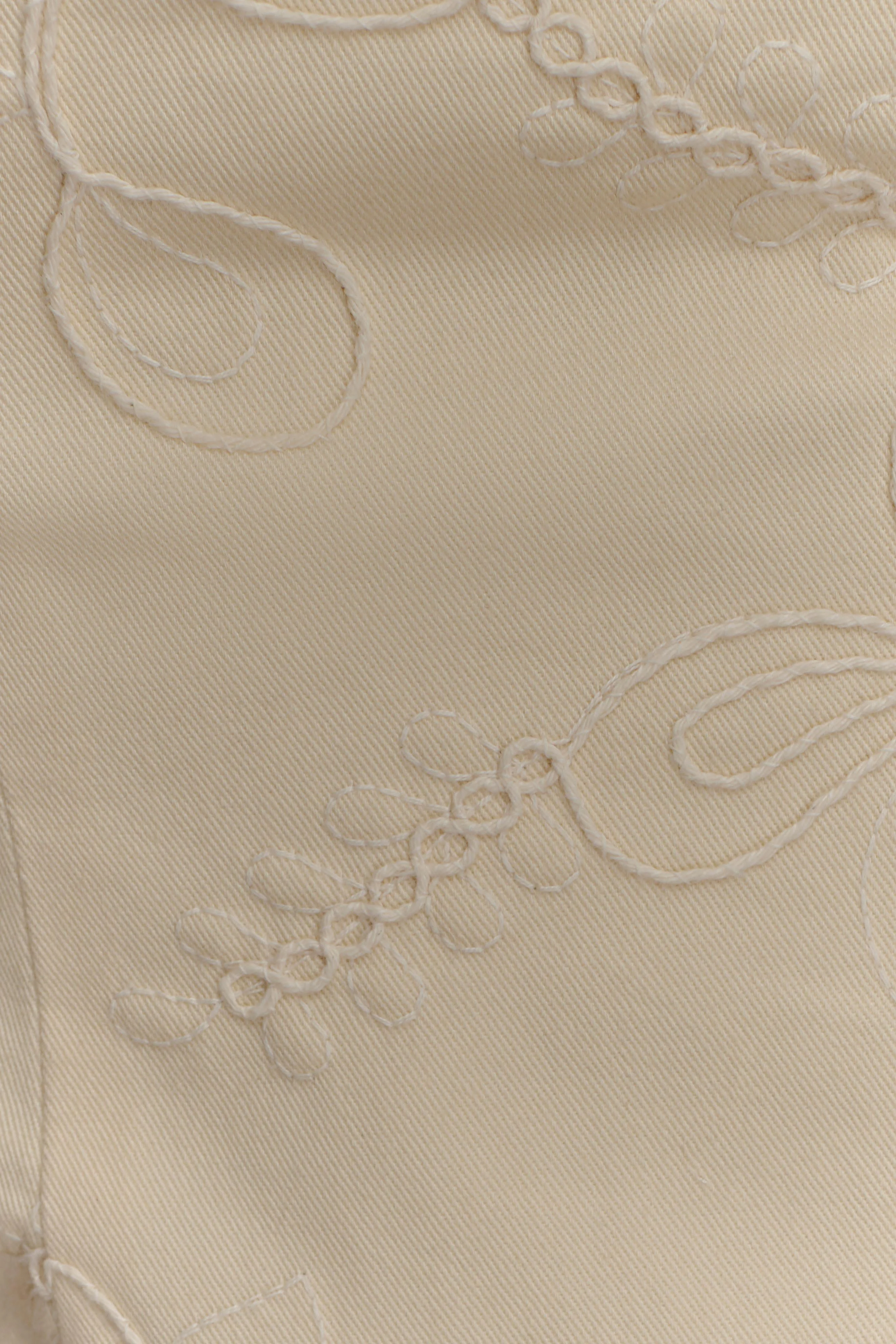 Ebony Embroidered Denim Jeans - Cream - Image 7