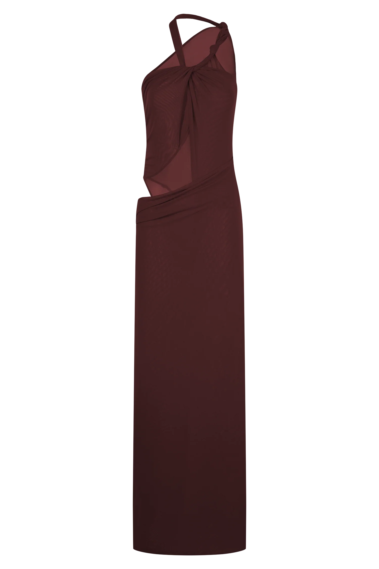 Edwina Knotted Mesh Maxi Dress - Mahogany - Image 7