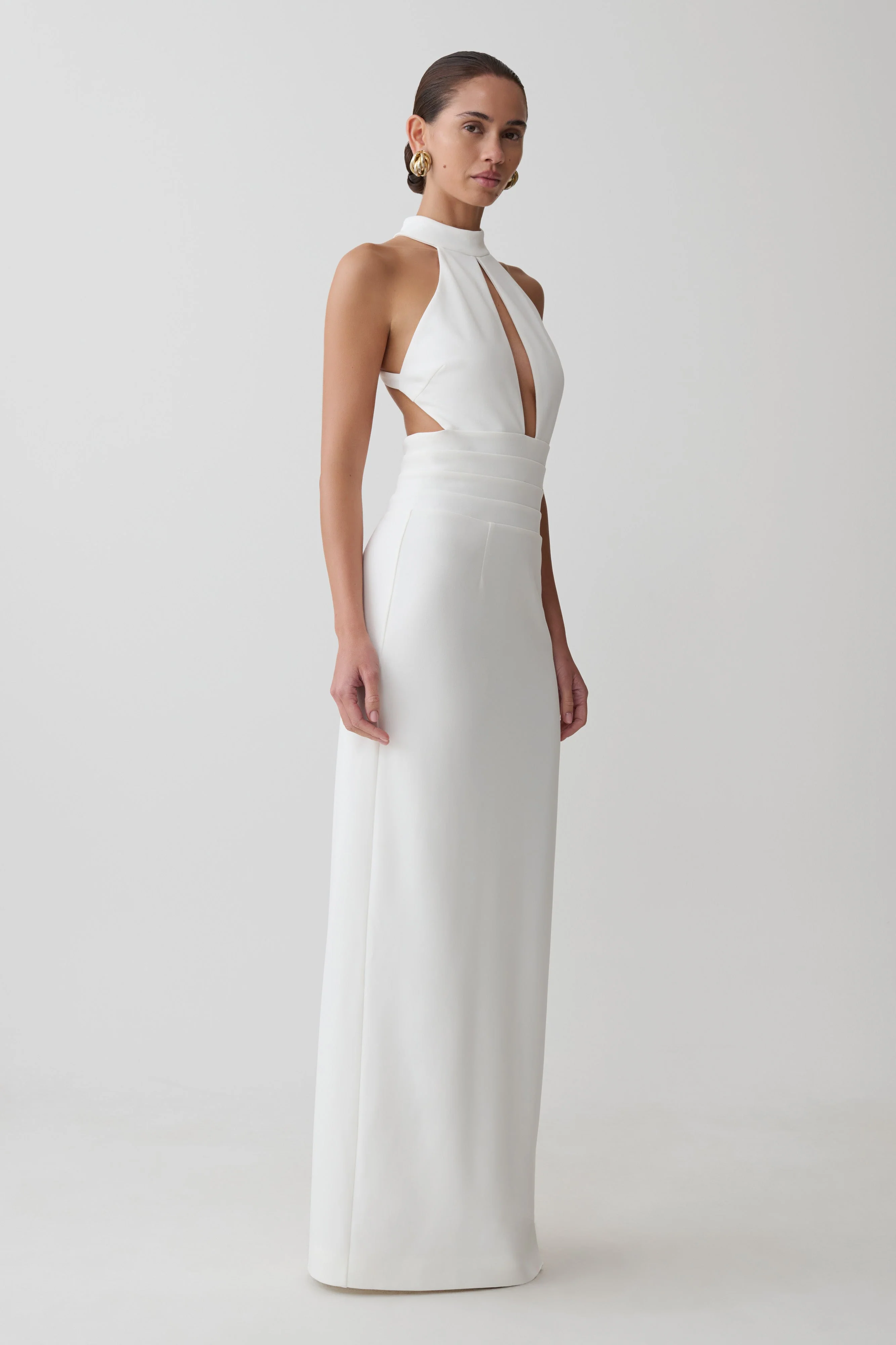 Elan Stretch Crepe Maxi Dress - White - Image 4