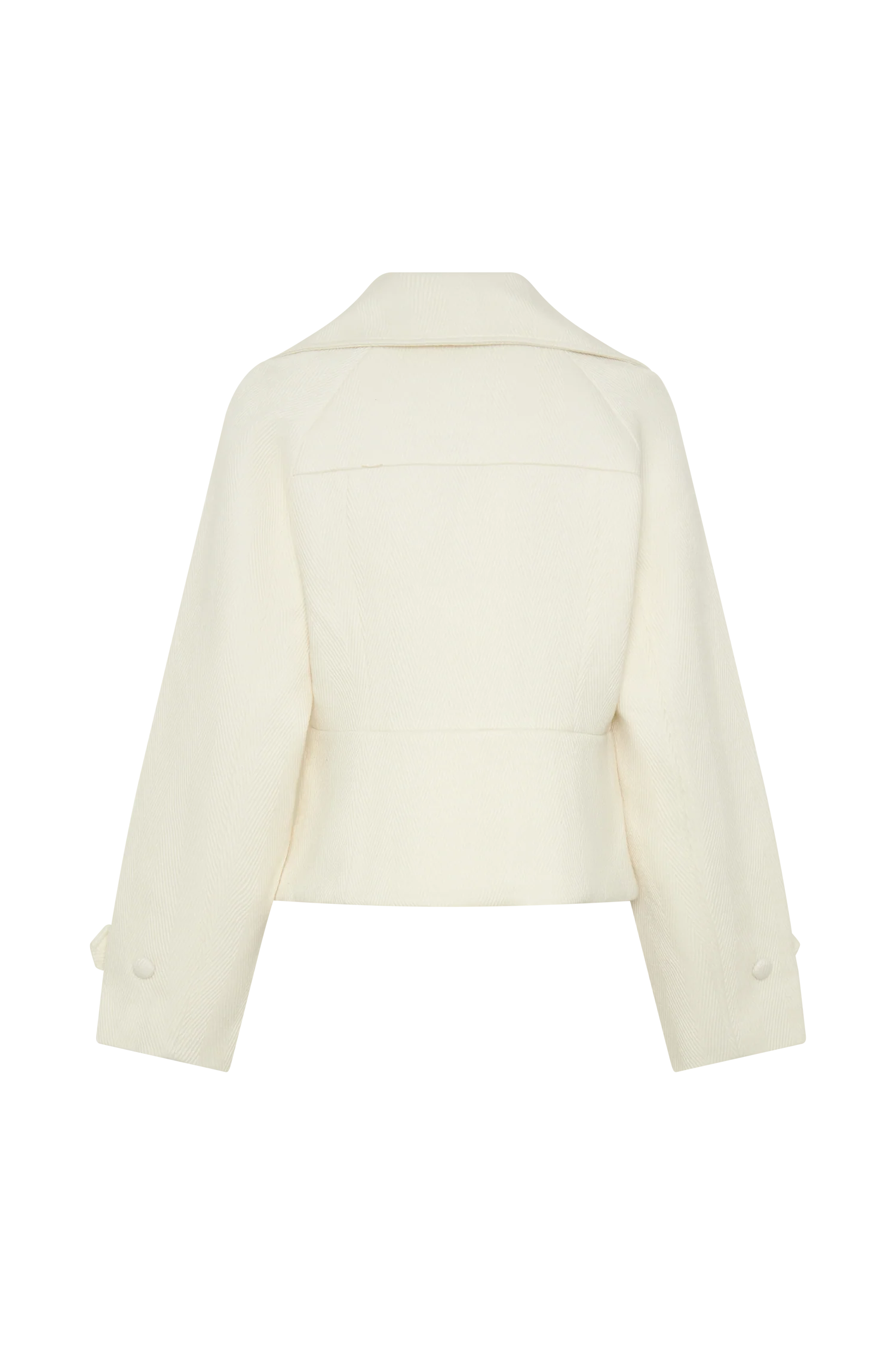 Elara Cropped Collared Jacket - Ivory - Image 9