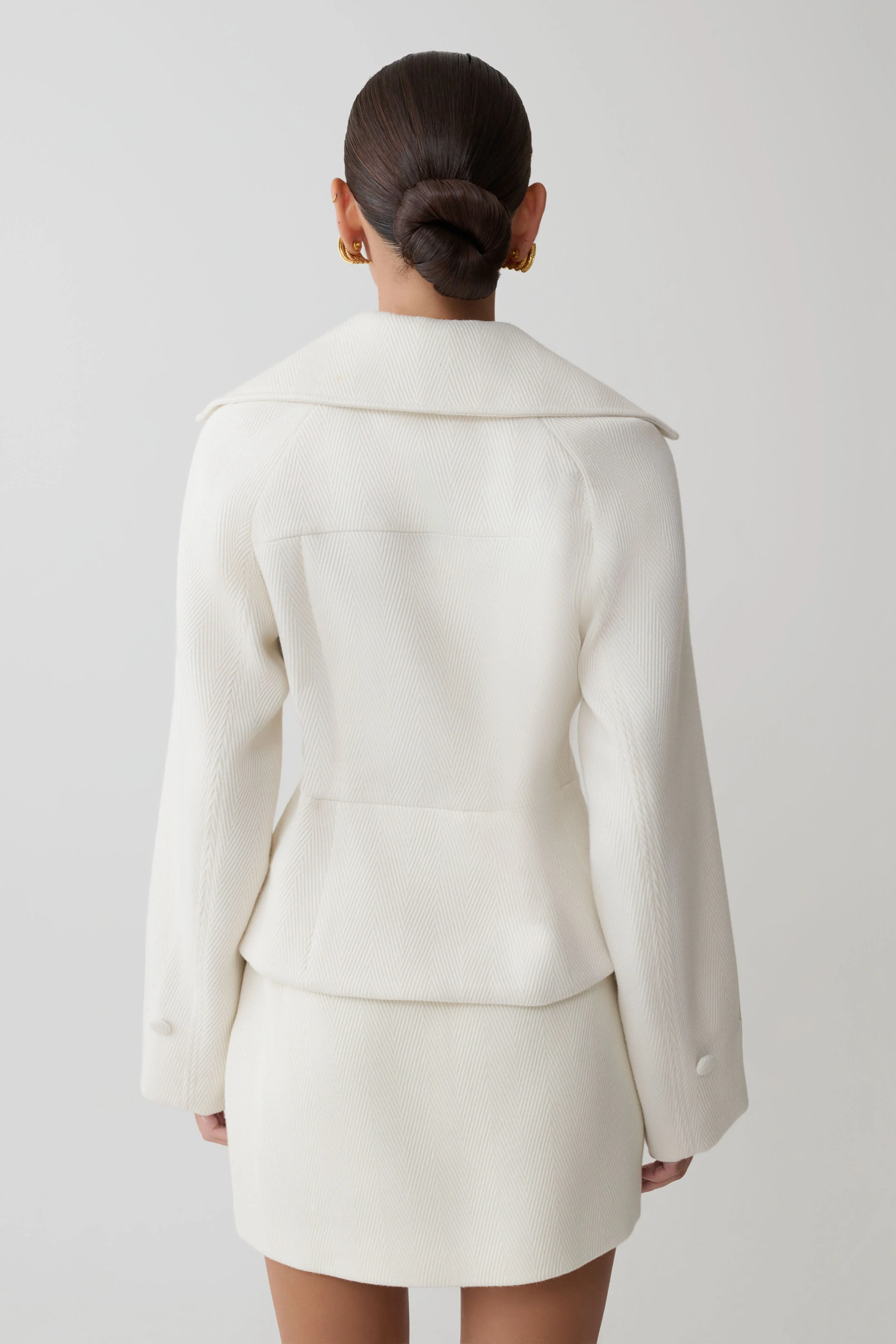 Elara Suiting Mini Skirt - Ivory - Image 8