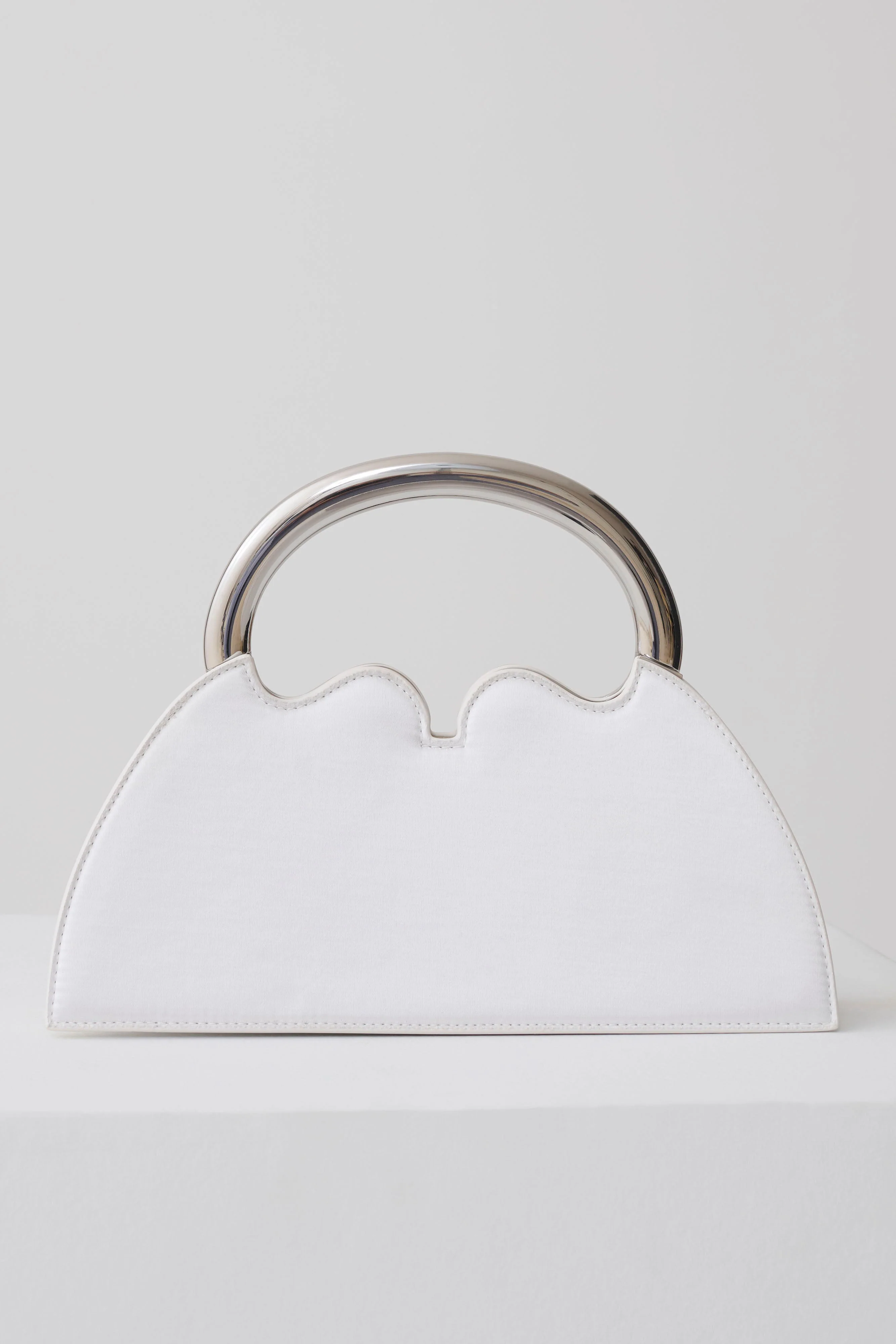 Elianne Satin Frame Clutch Bag - White - Image 2