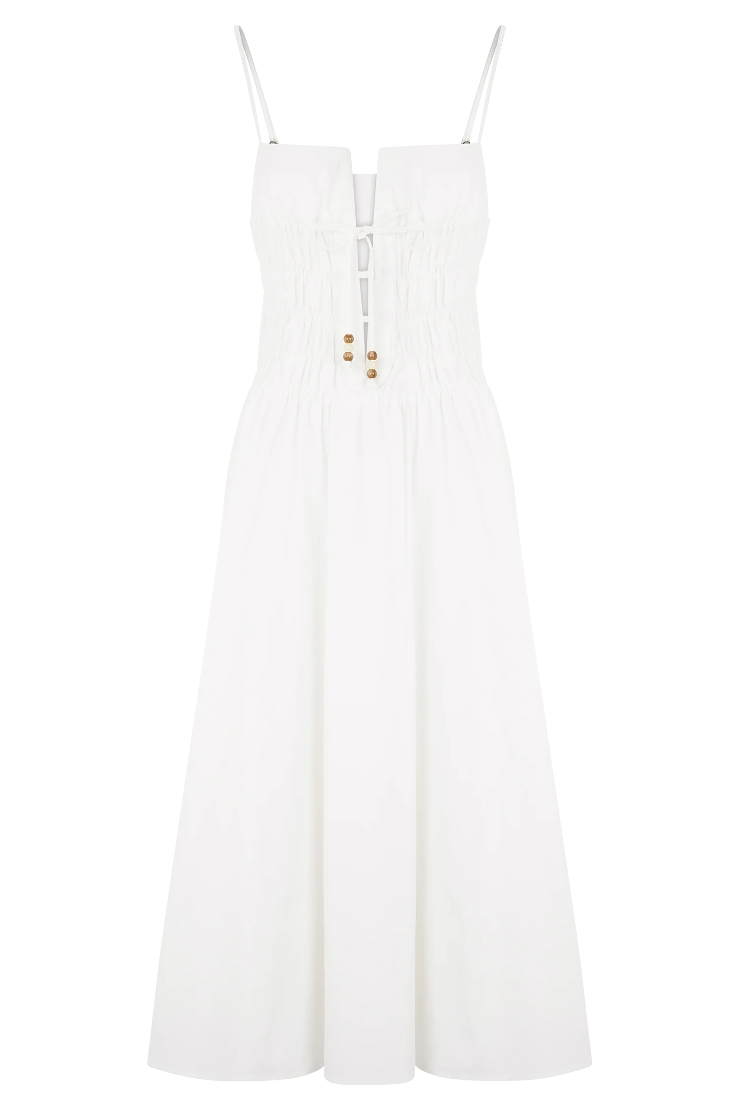 Elias Shirred Cotton Midi Dress - White - Image 8