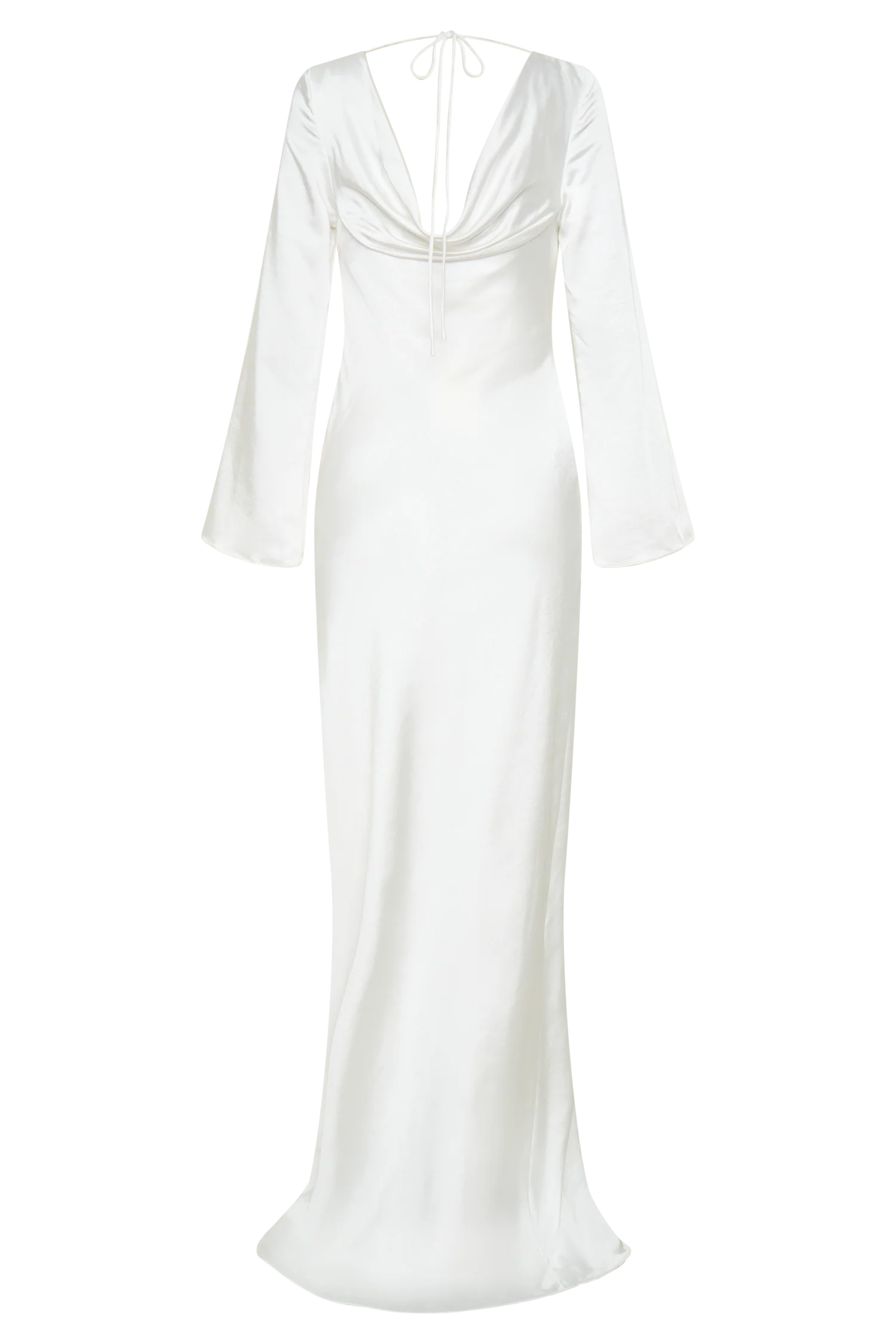 Eliza Long Sleeve Cowl Lace And Satin Maxi Dress - Ivory - Image 6
