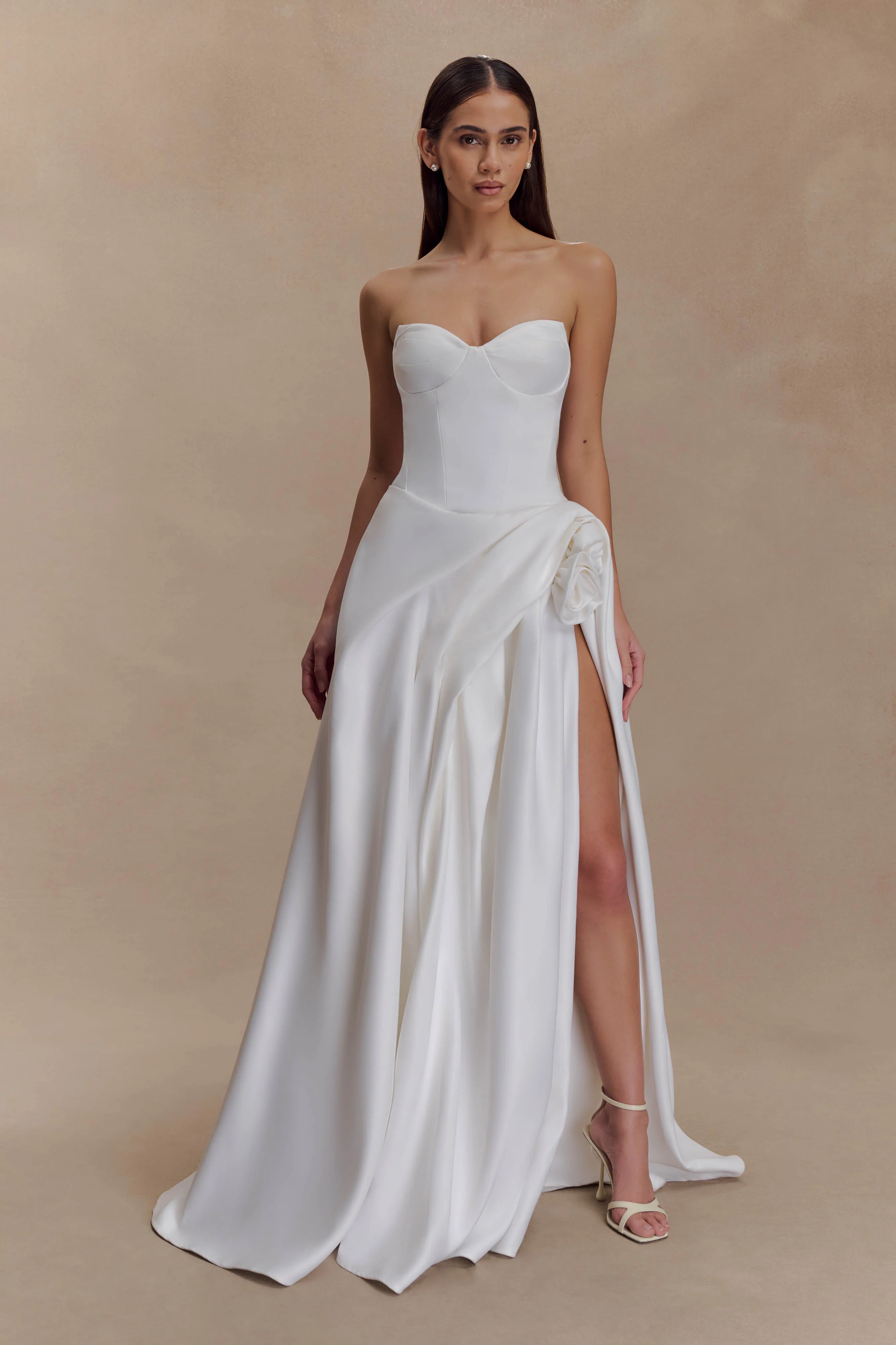 Elizabeth Strapless Corset Maxi Dress - White - Image 3