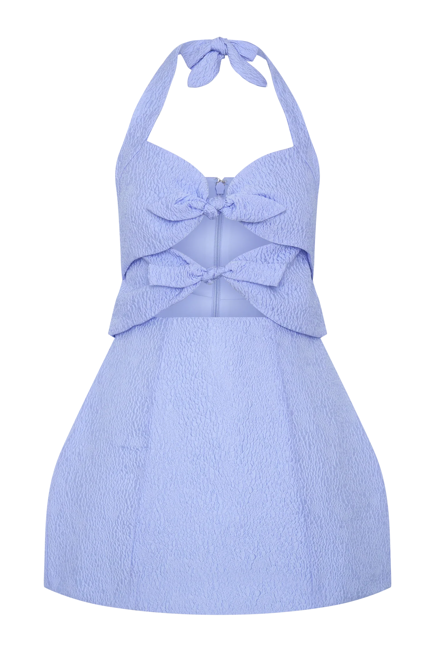 Ella Bow Detail Halter Mini Dress - Periwinkle Blue - Image 7