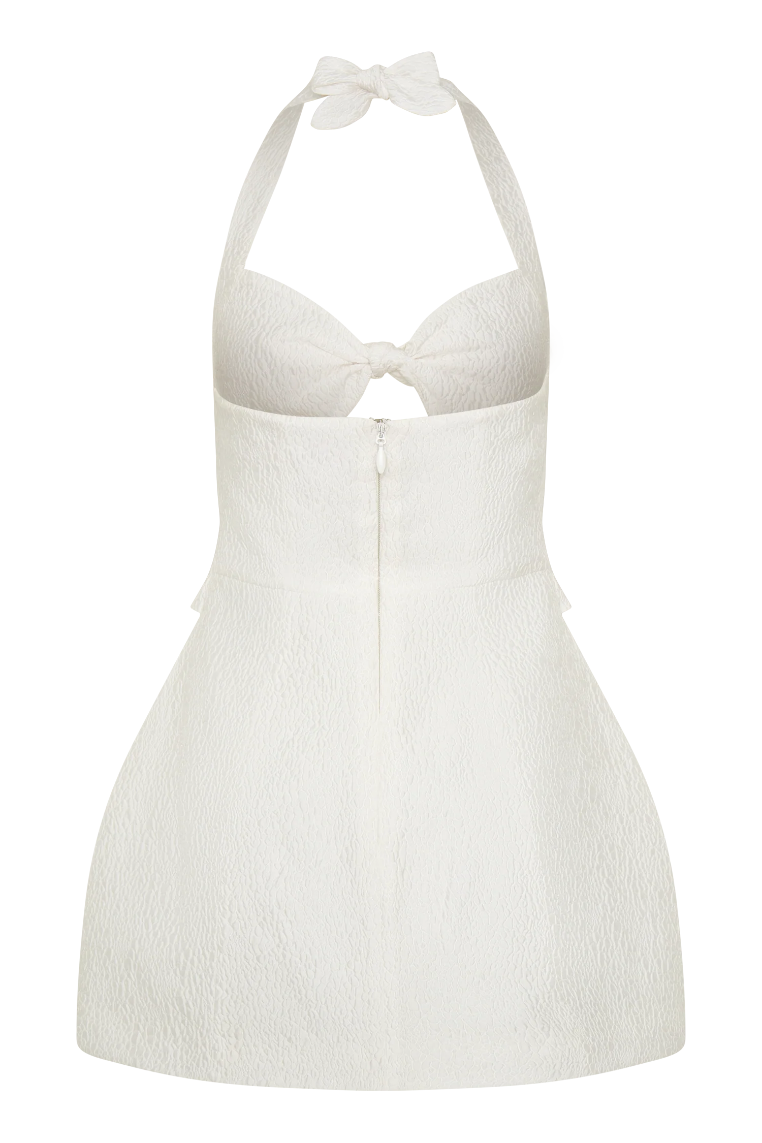 Ella Bow Detail Halter Mini Dress - White - Image 10