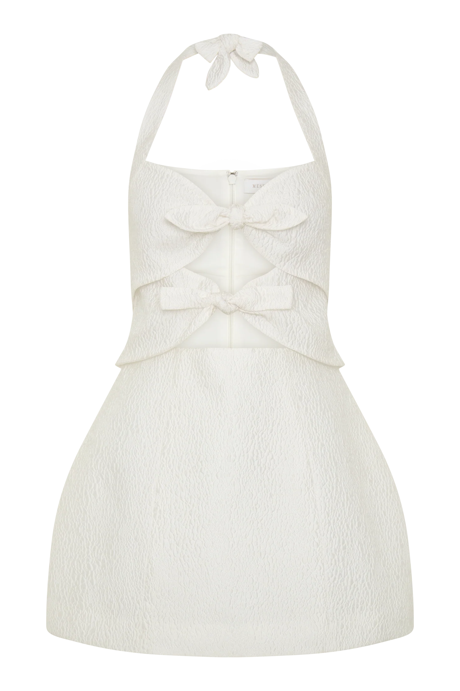 Ella Bow Detail Halter Mini Dress - White - Image 11