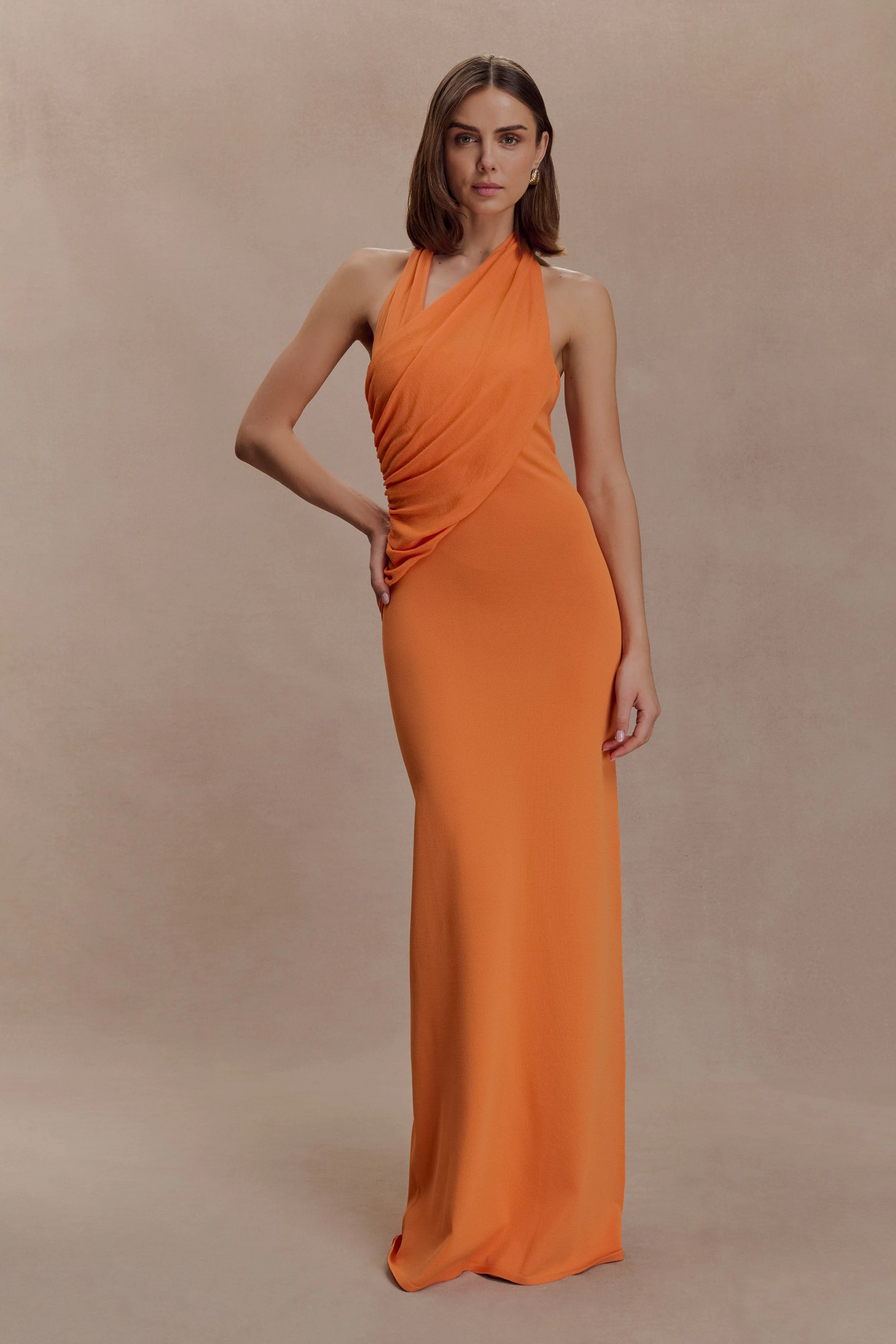 Elma Halter Knit Maxi Dress - Orange - Image 4