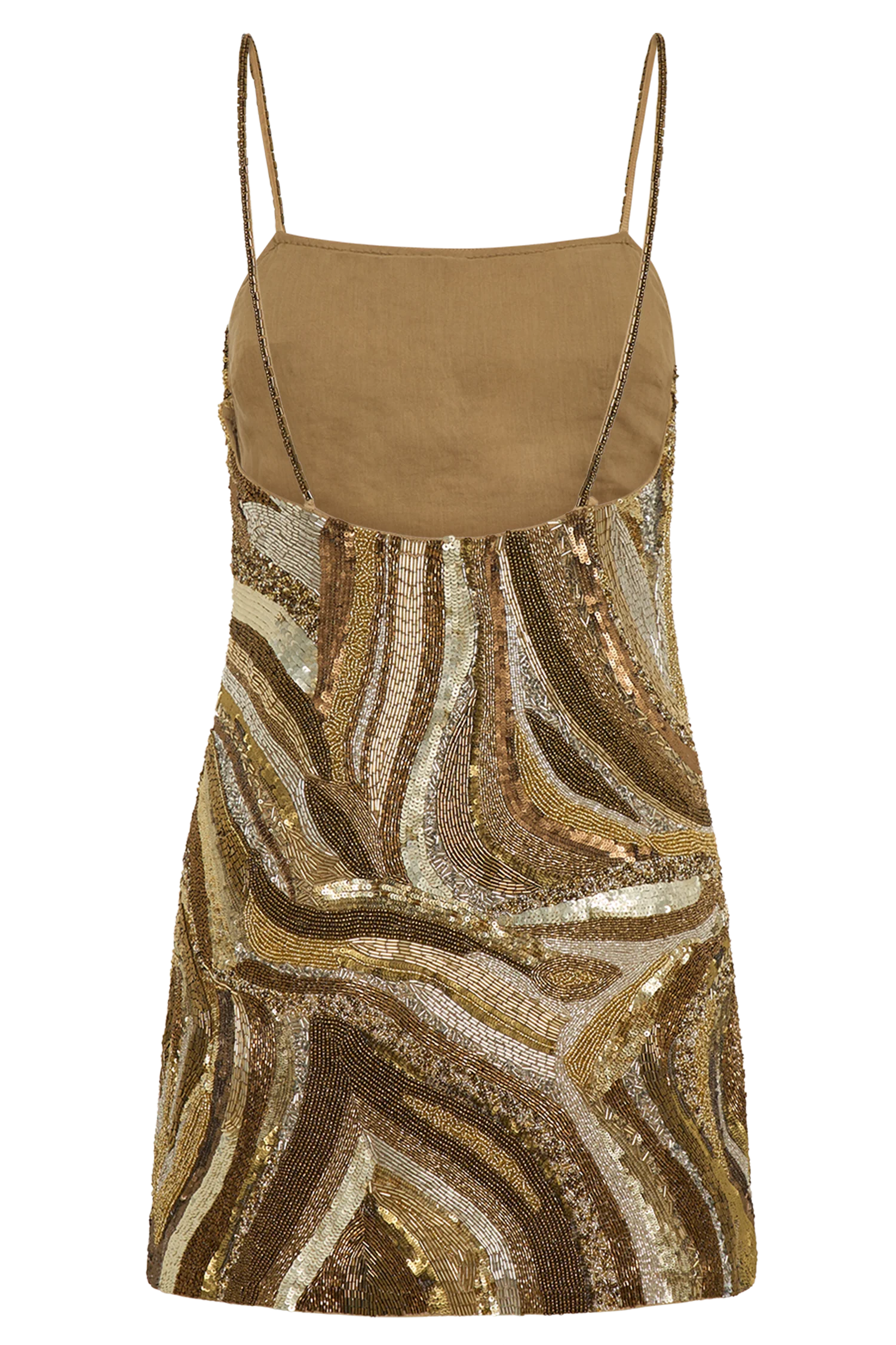 Eloise Hand Beaded Mini Dress - Gold Swirl Print - Image 7