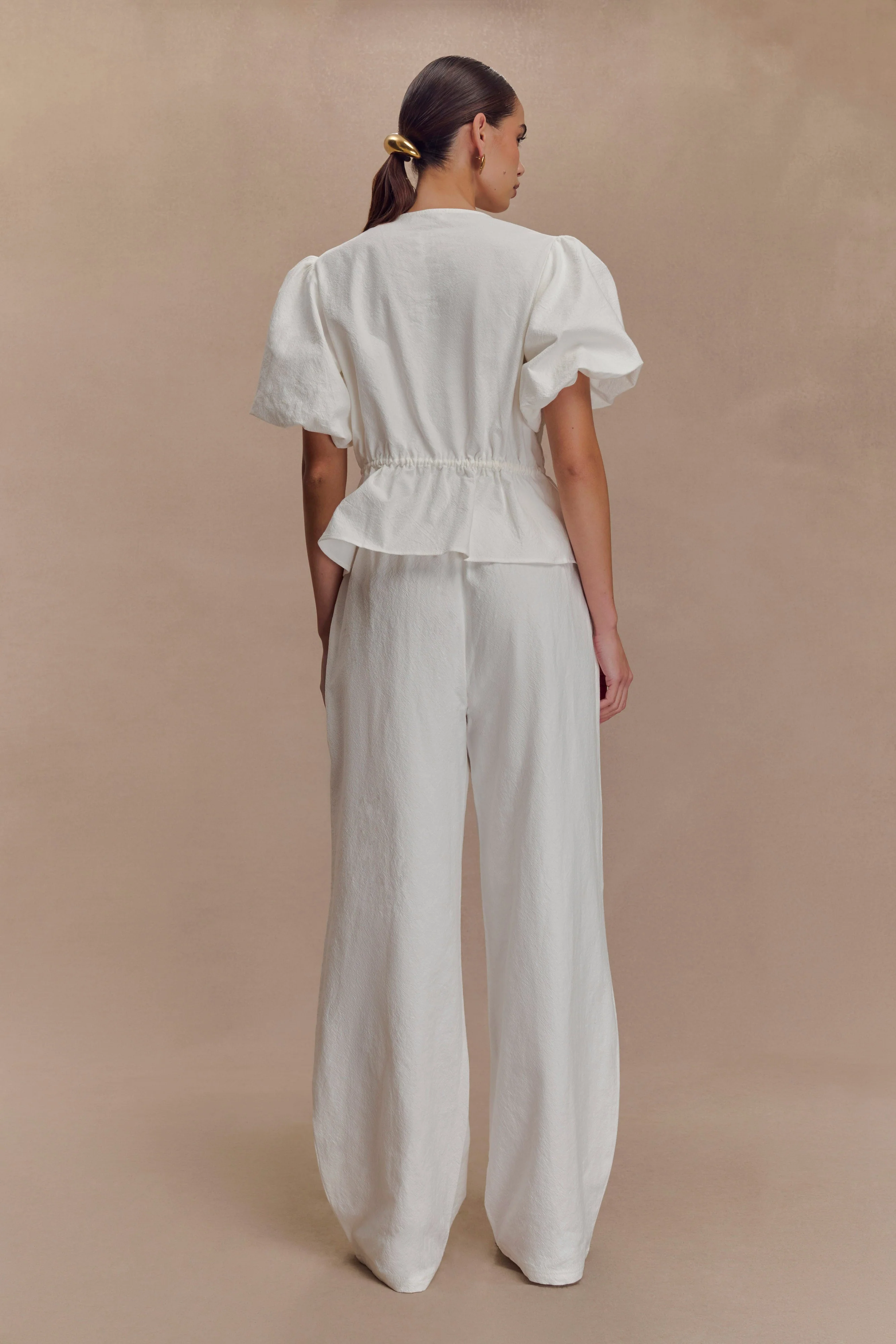 Emilie Puff Sleeve Cotton Top - White - Image 6