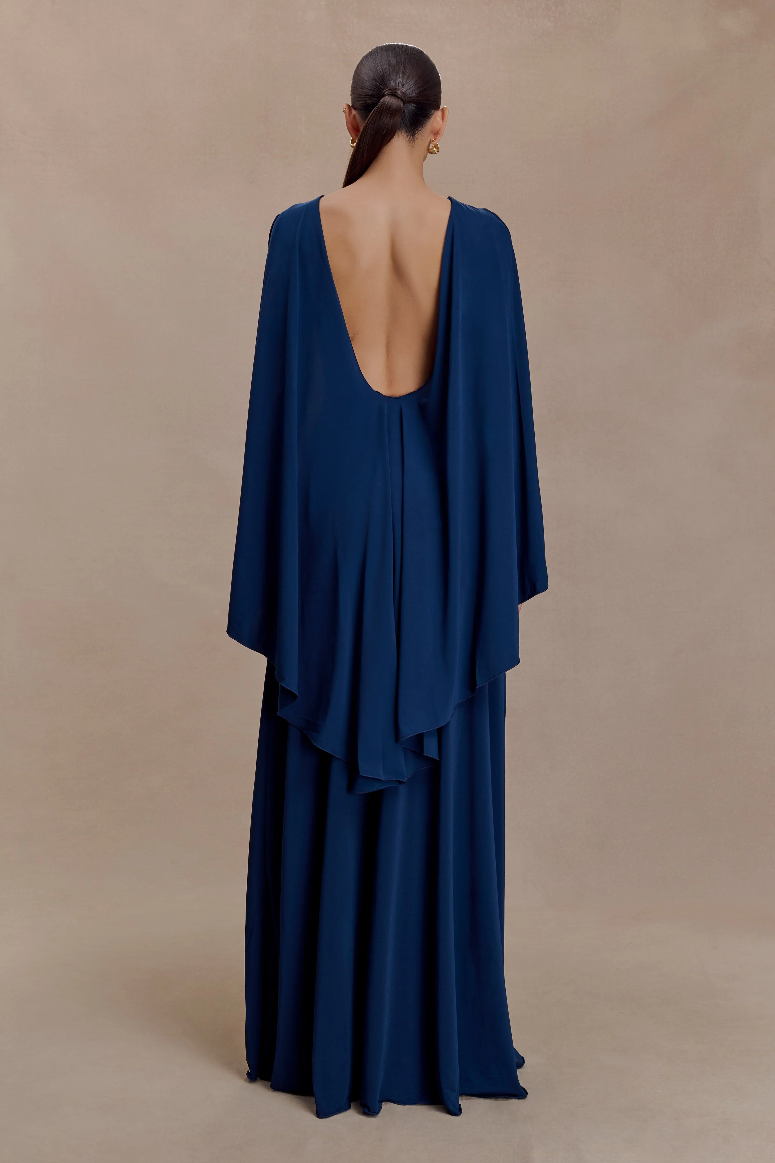 Emory Jersey Cape Maxi Dress - Navy - Image 2