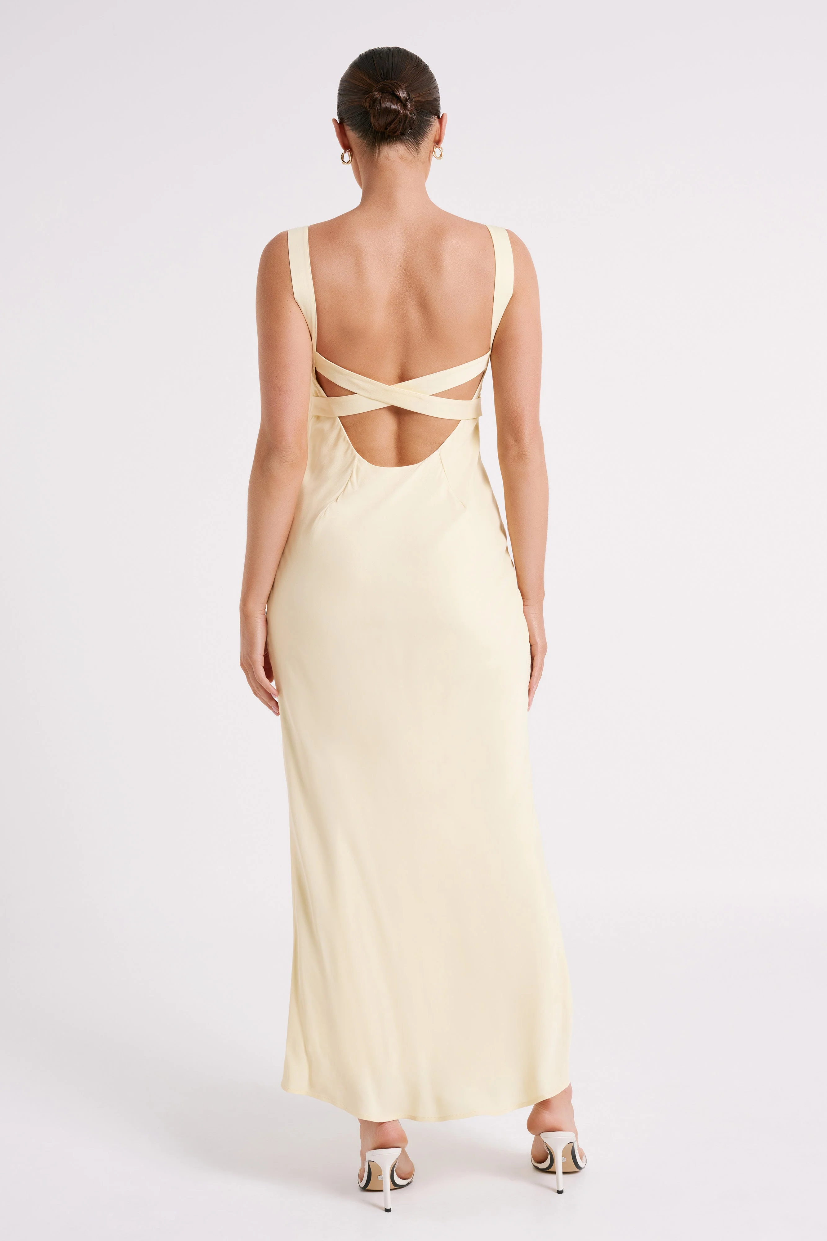 Ensley Satin Maxi Dress - Light Yellow - Image 3