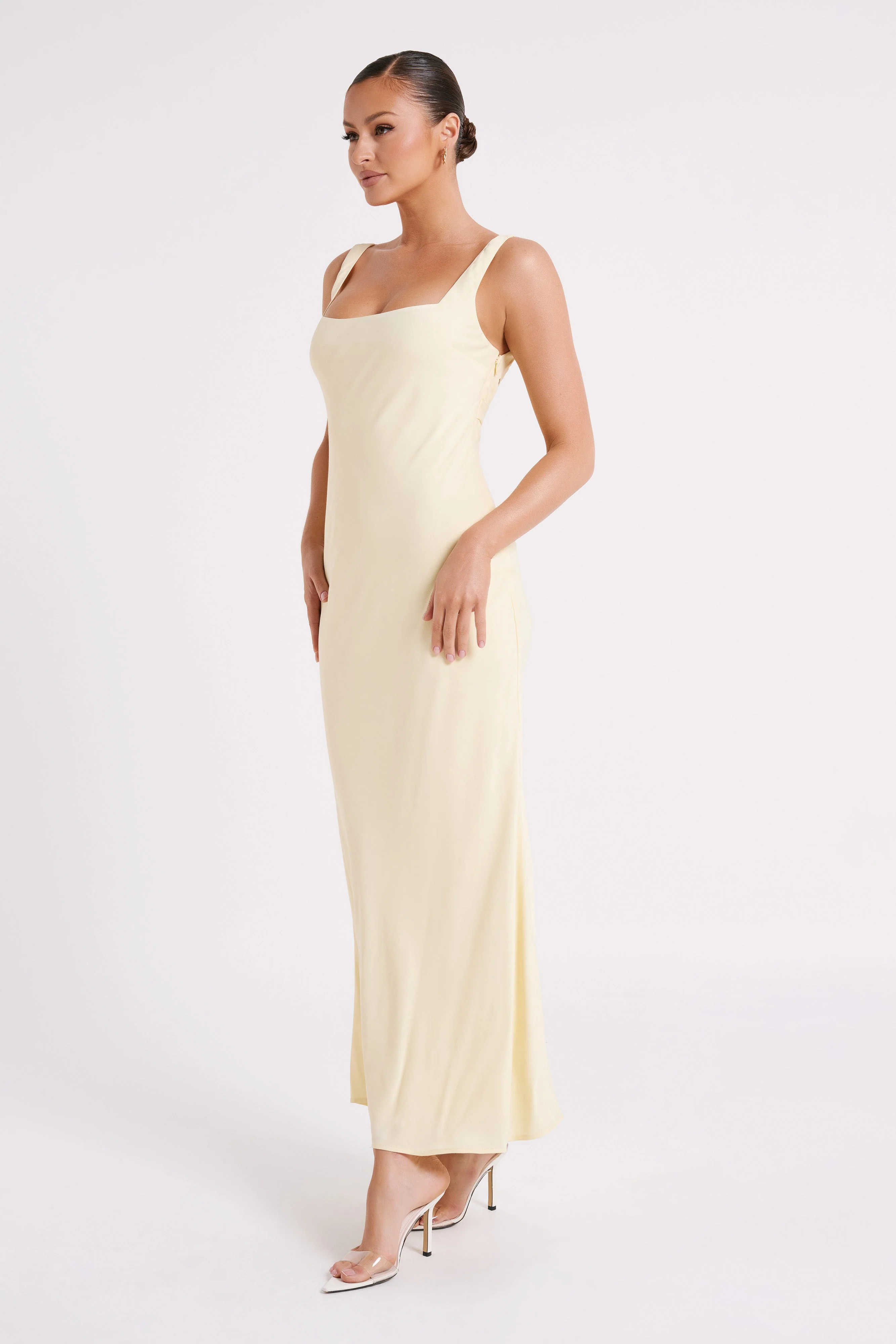 Ensley Satin Maxi Dress - Light Yellow - Image 4