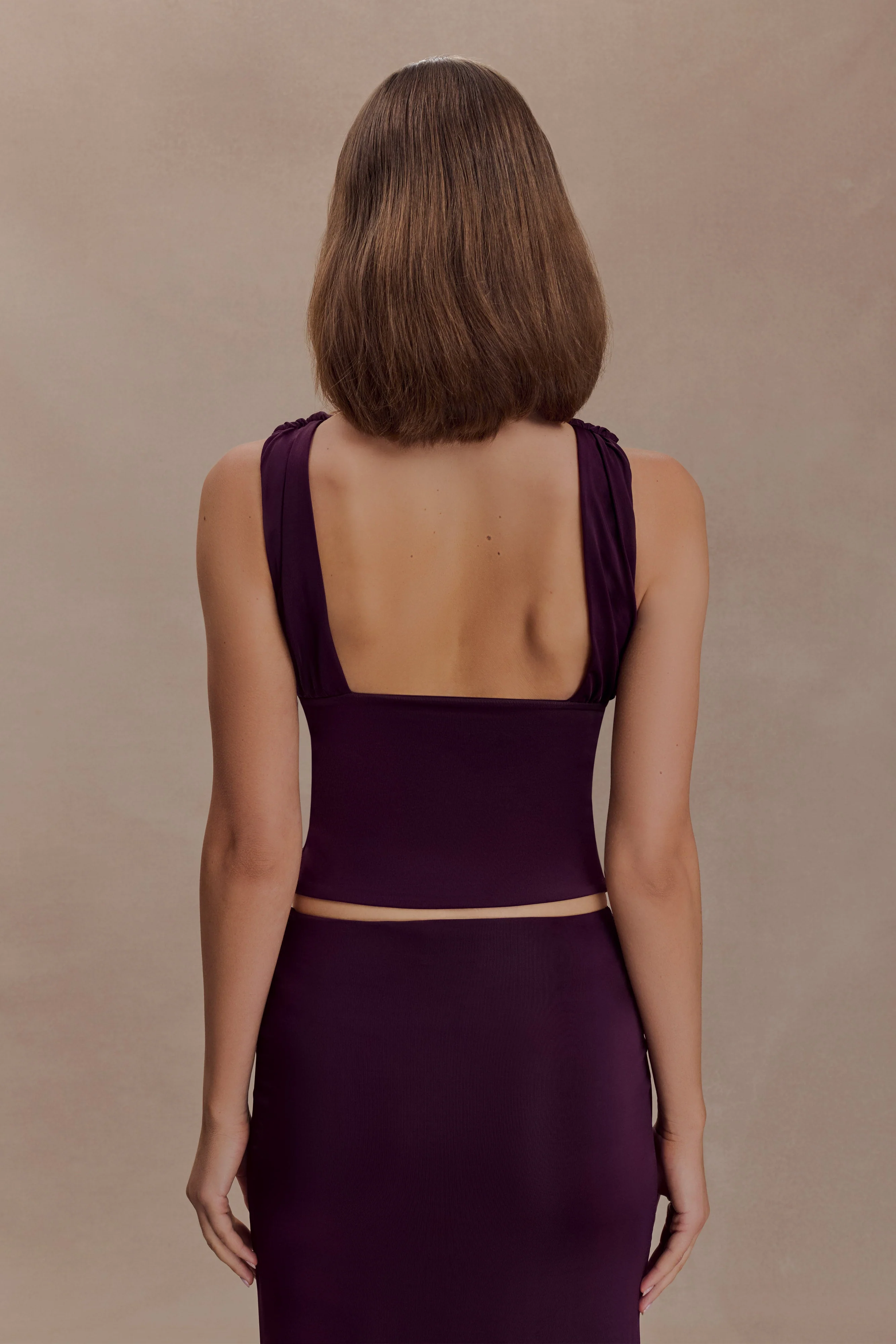 Erina Slinky Open Back Top - Aubergine - Image 2