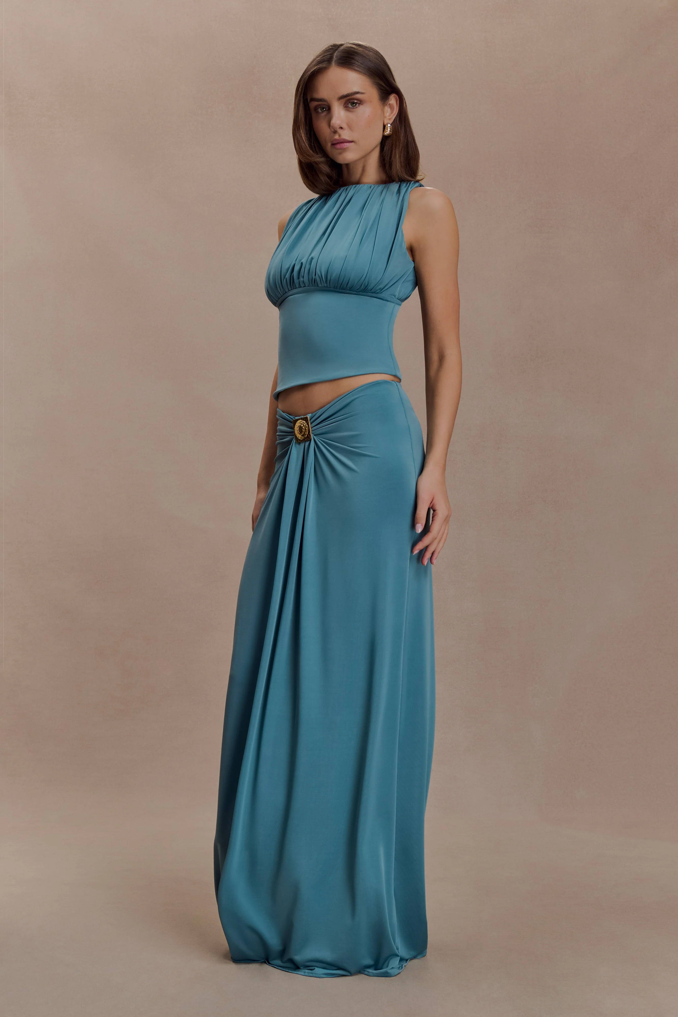 Erina Slinky Open Back Top - Teal - Image 5