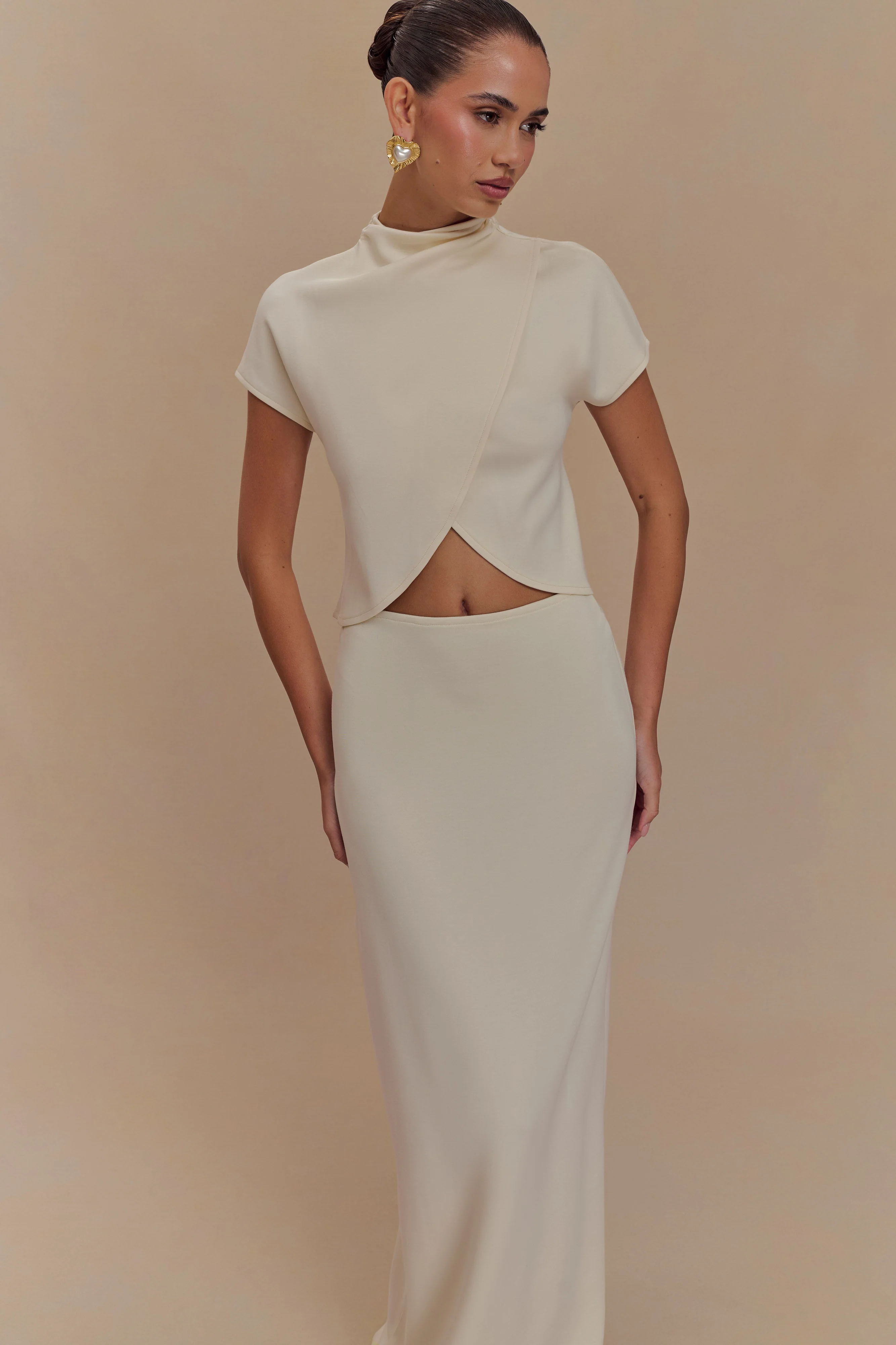 Eris Scuba Jersey Maxi Skirt - Ivory - Image 3