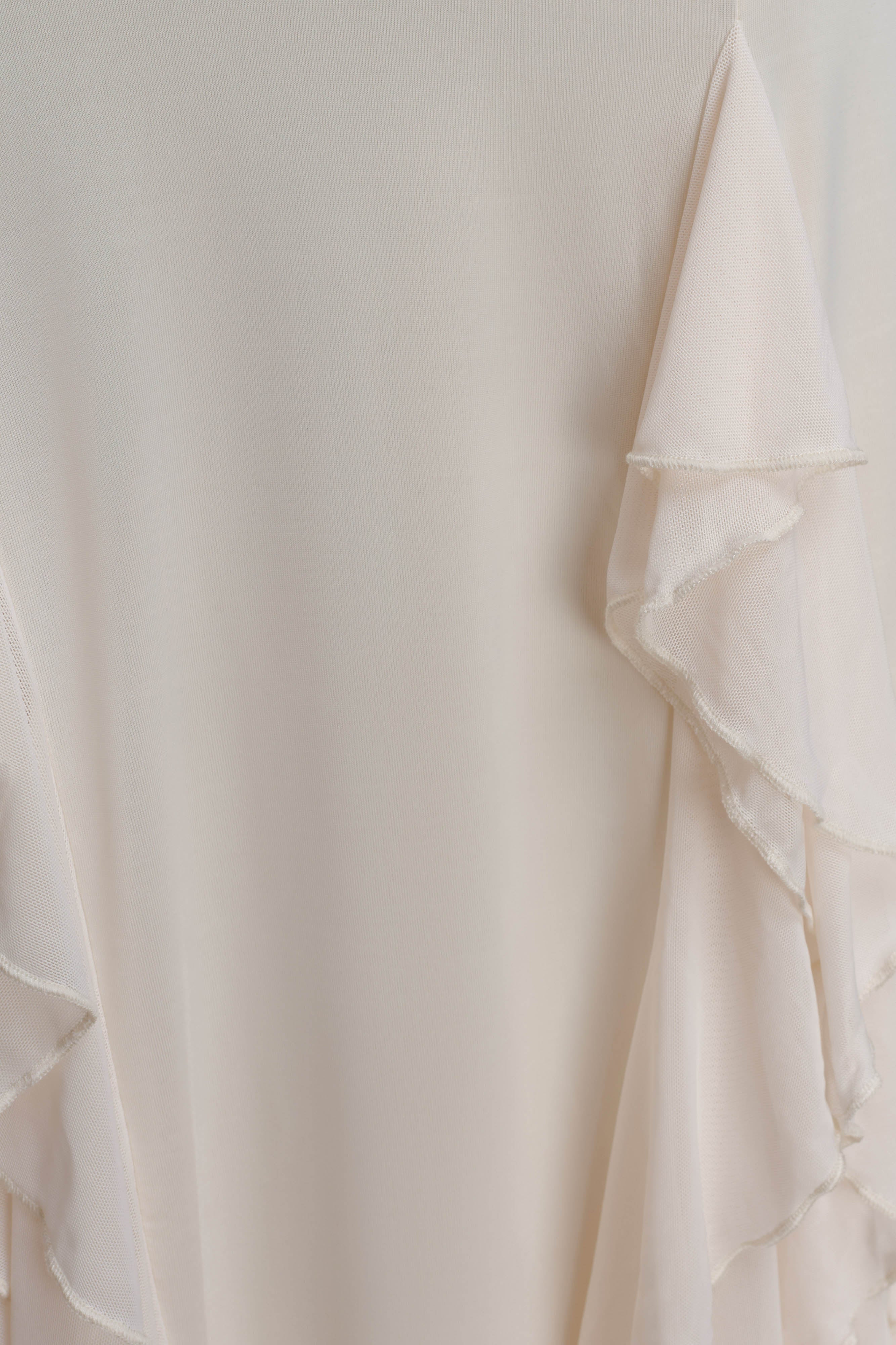 Etta Ruffle Slinky Maxi Dress - Ivory - Image 8