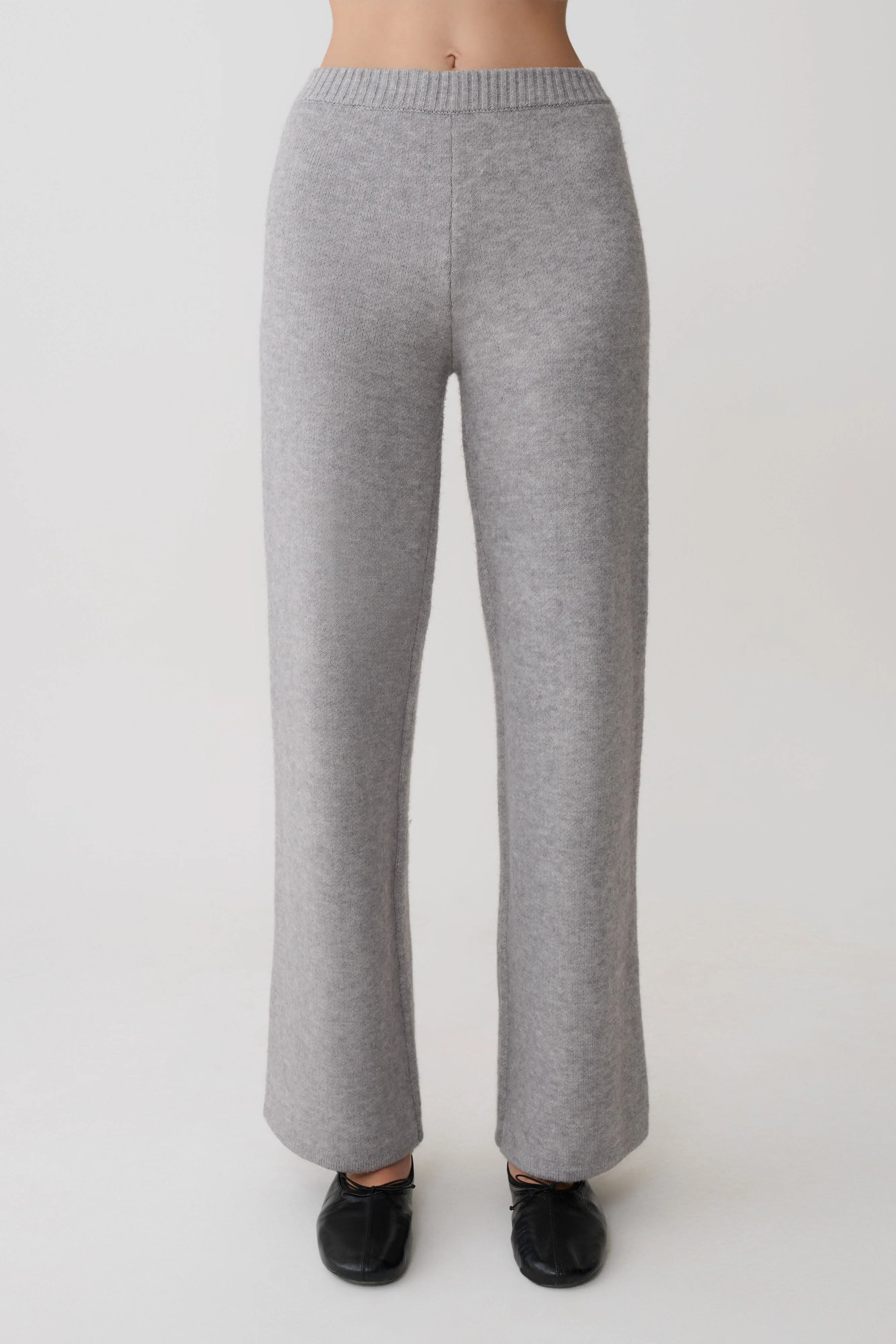 Evan Knit Wide Leg Pants - Grey Marle - Image 4