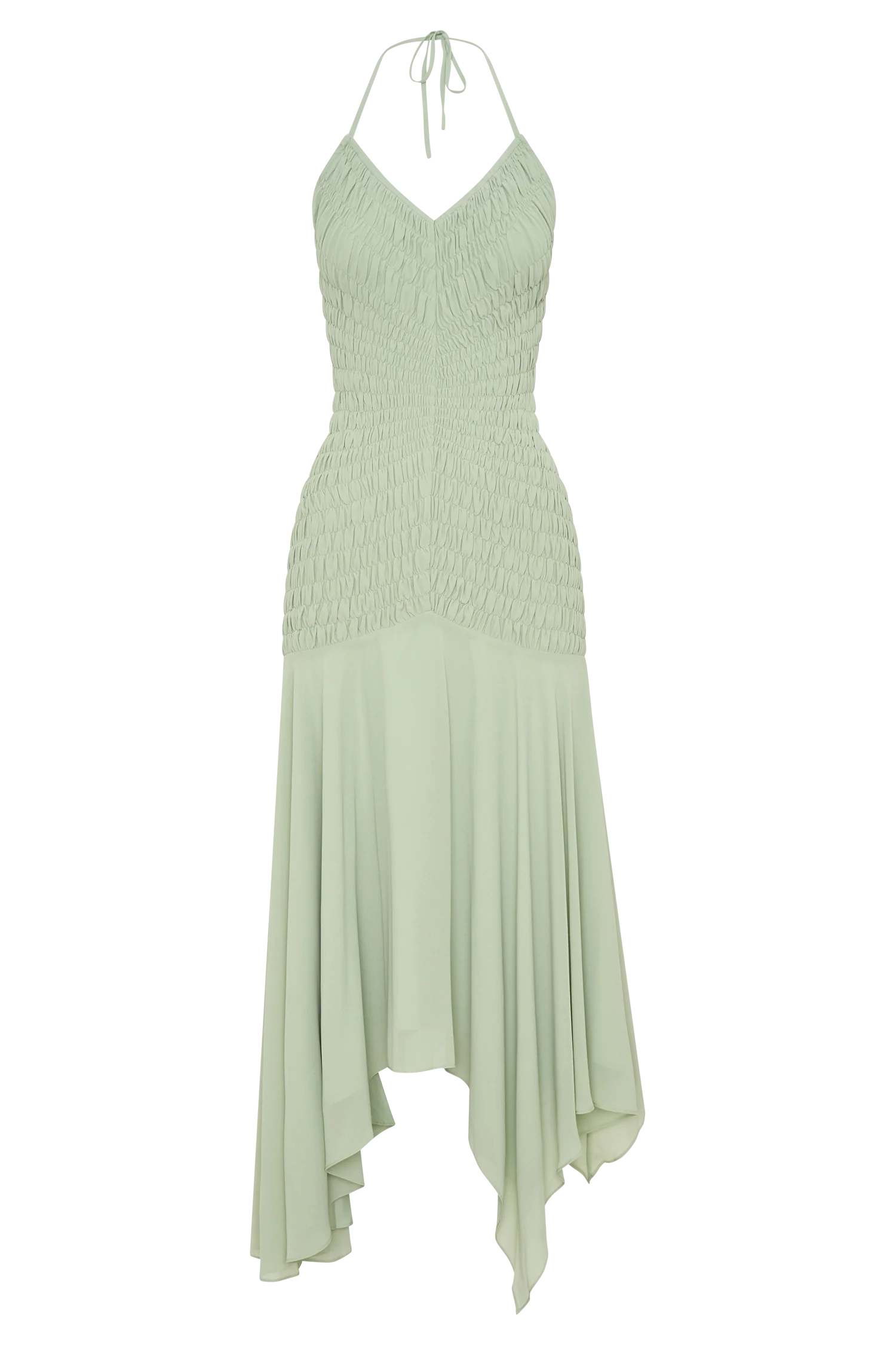 Evelyn Shirred Chiffon Maxi Dress - Sage - Image 11