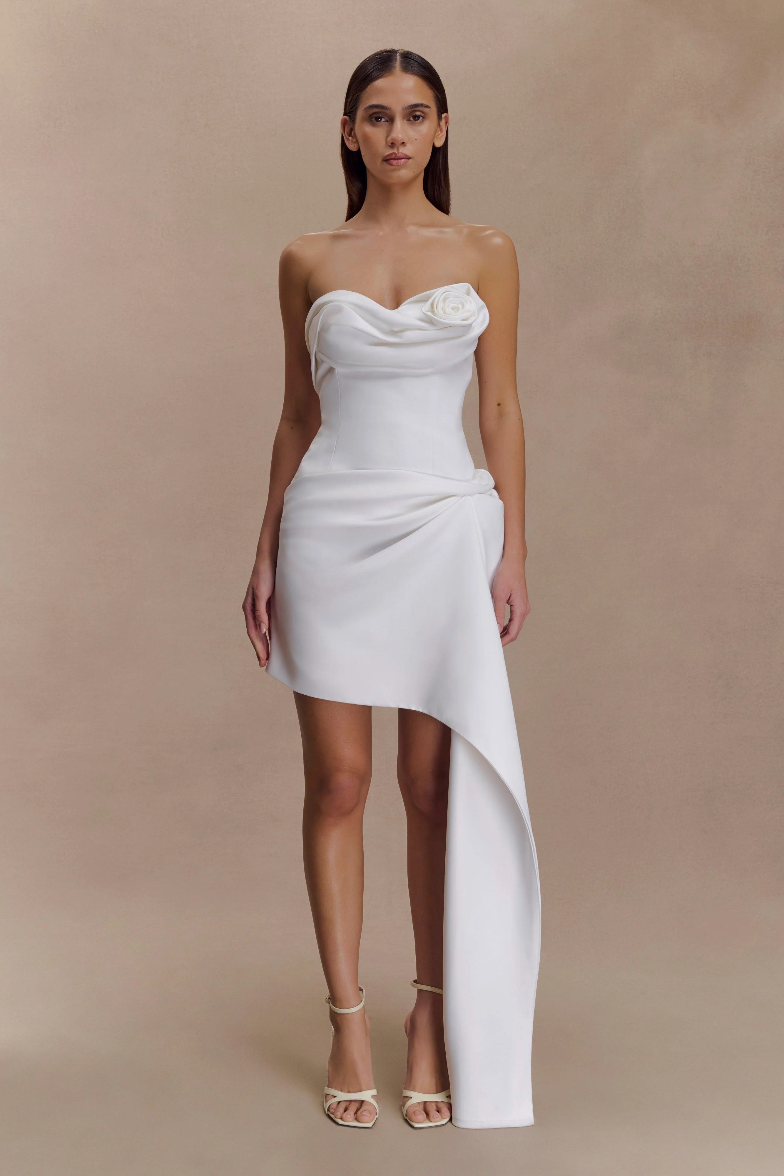 Evianna Strapless Gathered Mini Dress - White - Image 7