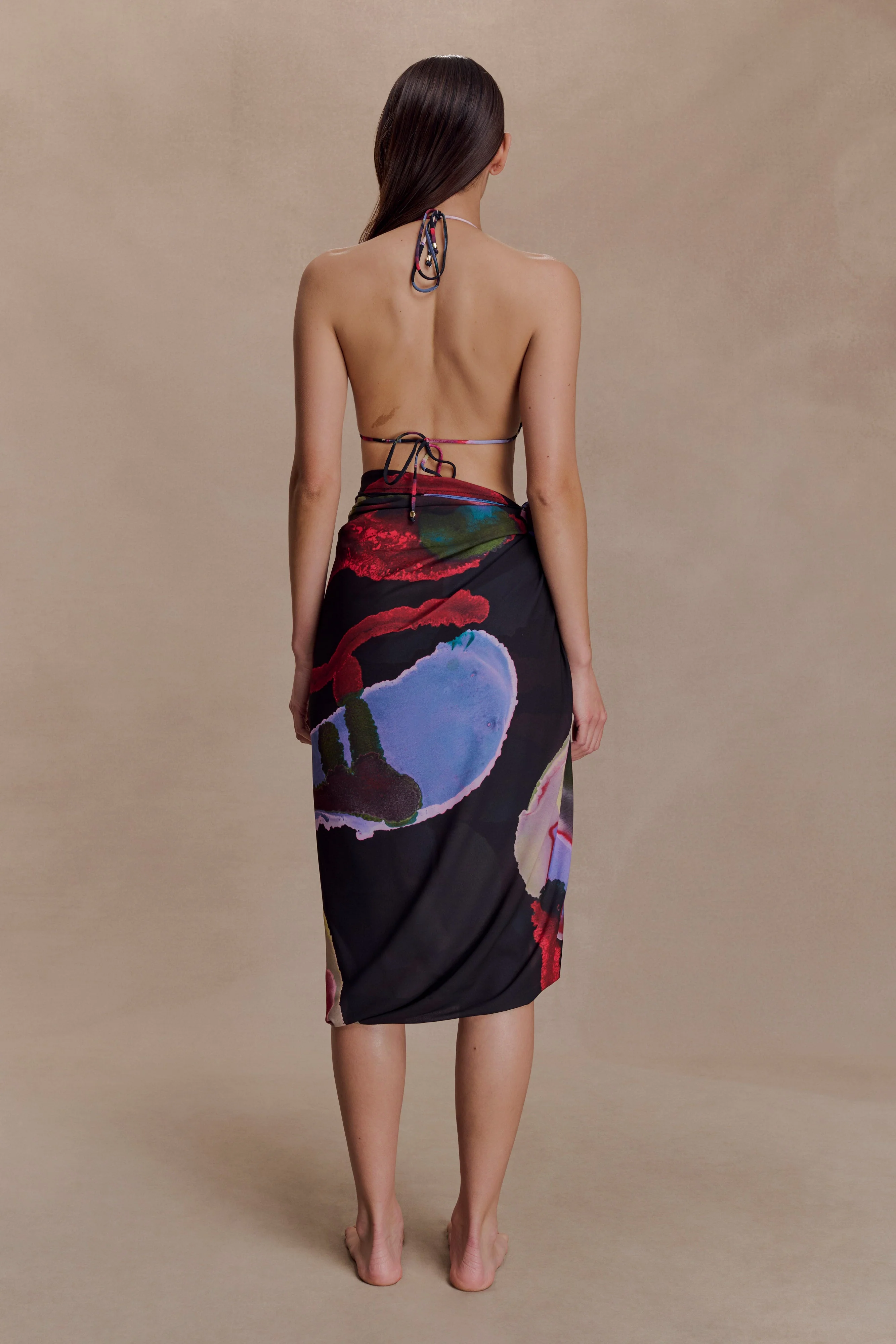 Evie Chiffon Sarong - Multi Fluid Reverie Print - Image 2