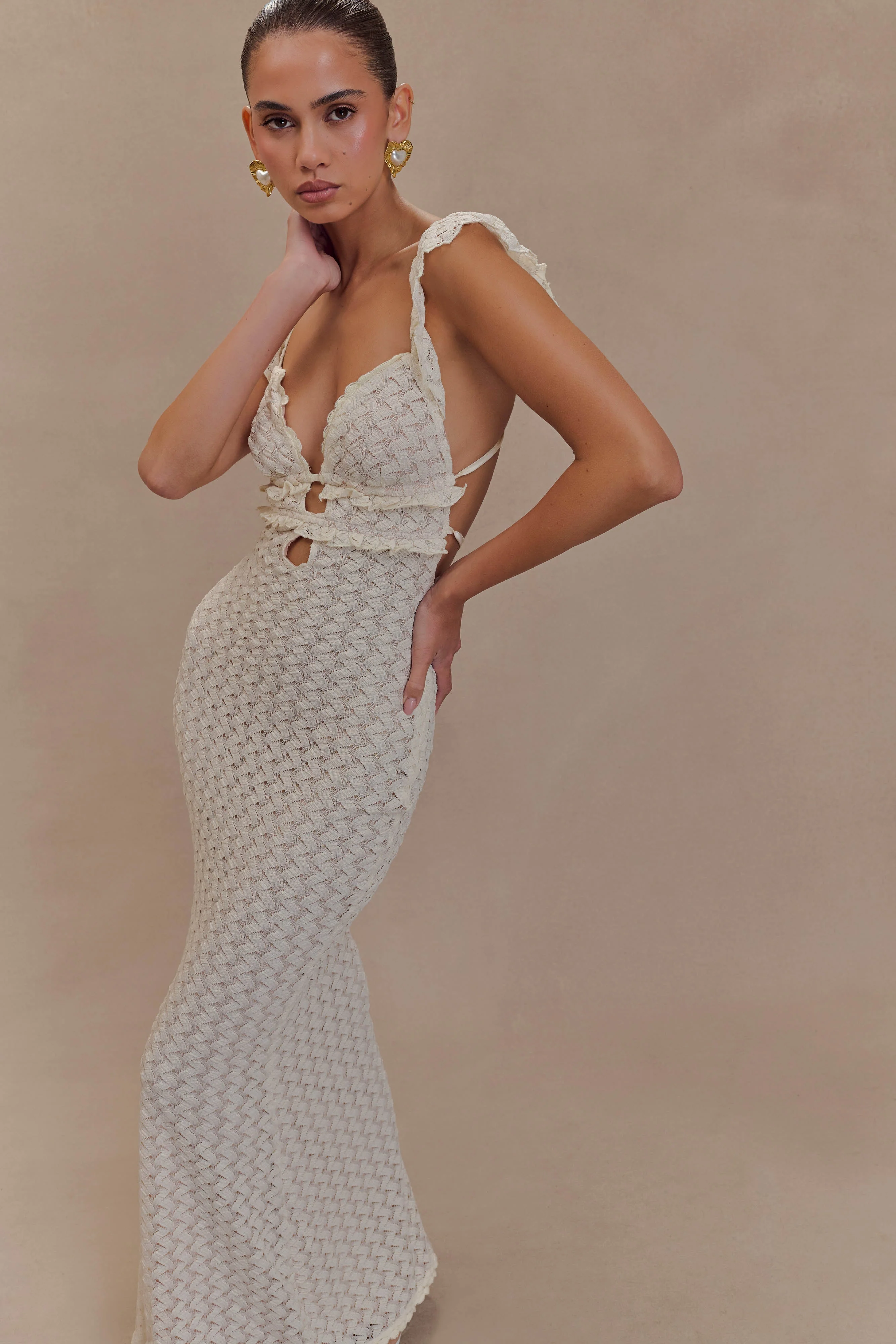 Ezra Lace Maxi Dress - Ivory - Image 4