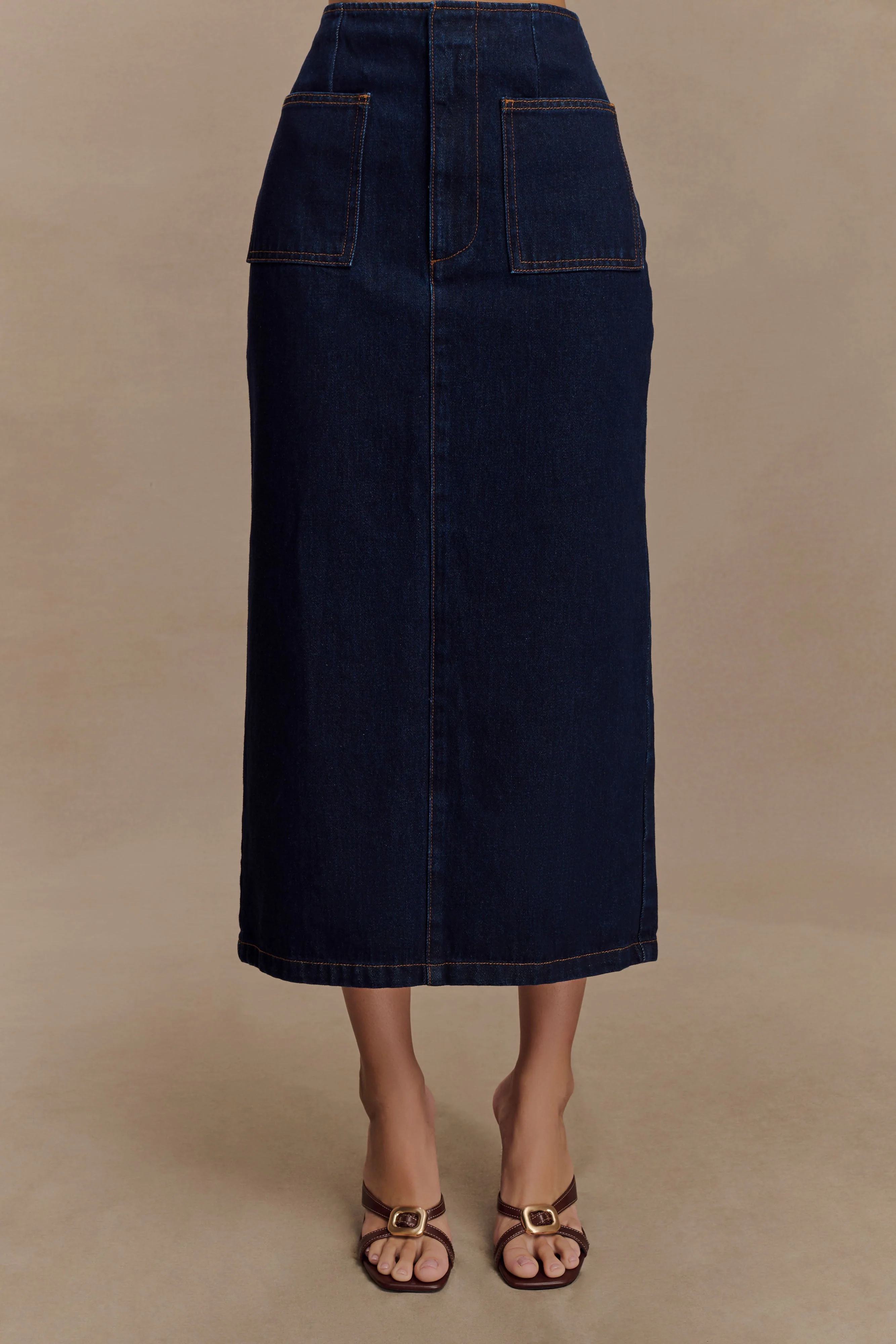 Fallon Denim Midi Skirt - Indigo Blue - Image 4