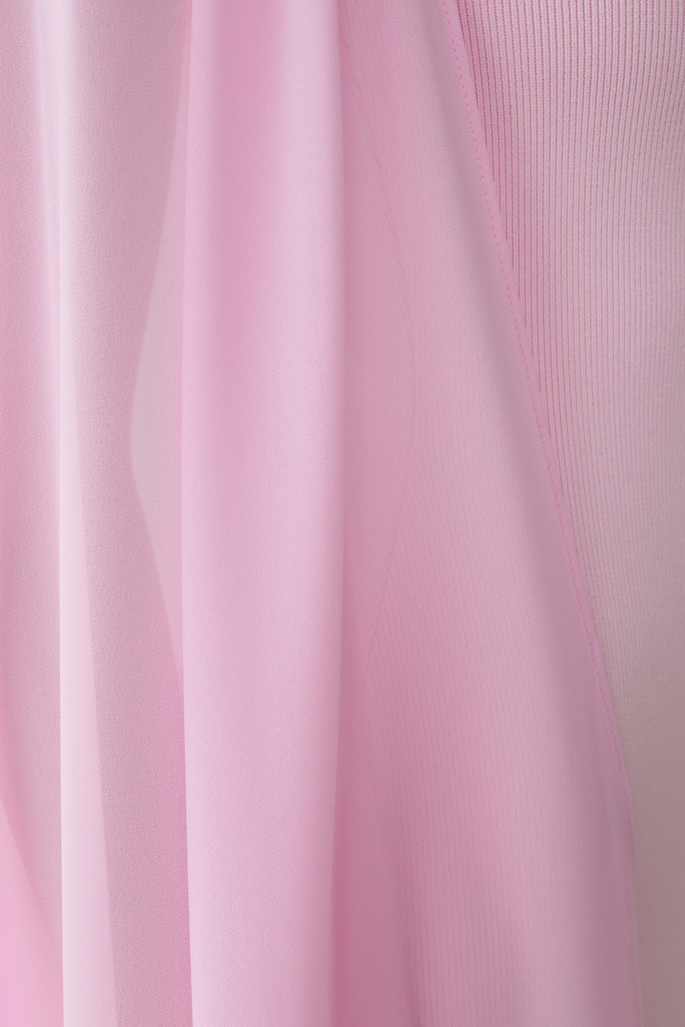 Farid Bandage Midi Dress With Chiffon - Baby Pink - Image 6